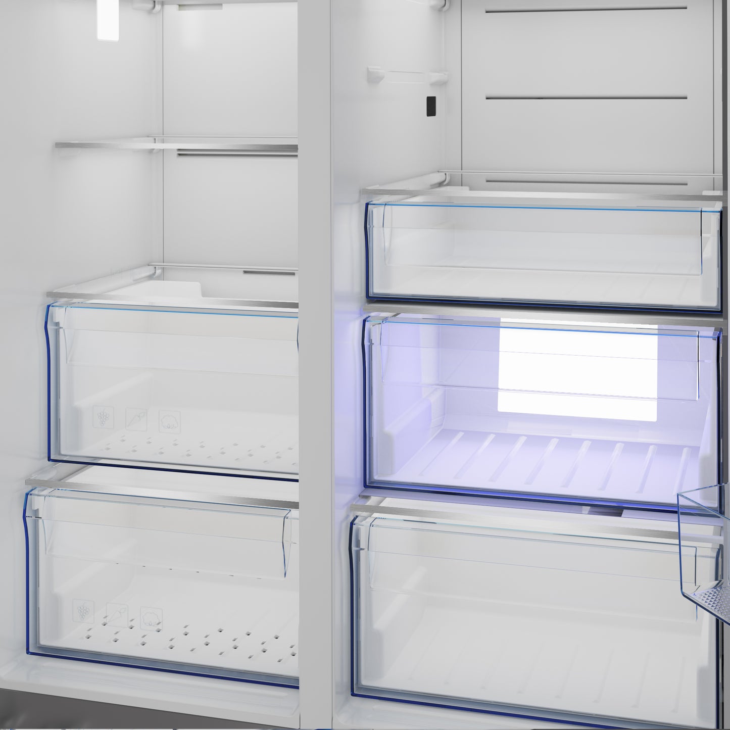Defy 614lt Naturelight Side by Side Fridge Freezer Metallic