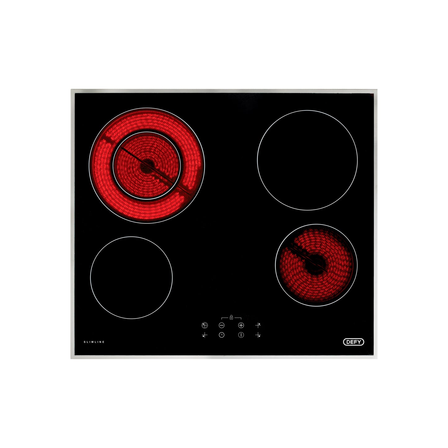 Defy Slimline Touch Control Vitroceramic Dual Zone Hob - Black & Red