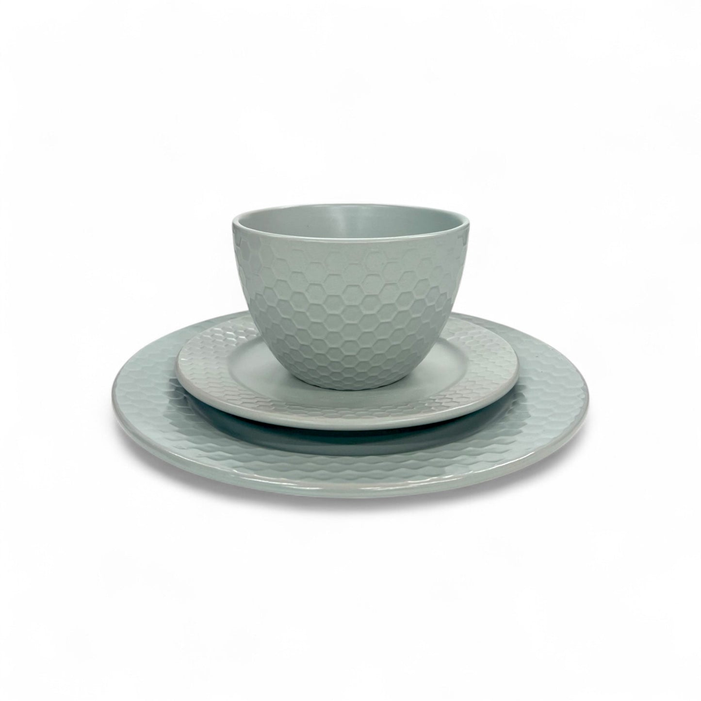 Kitchen Life 12 Piece Honeycomb Dinner Set Cream