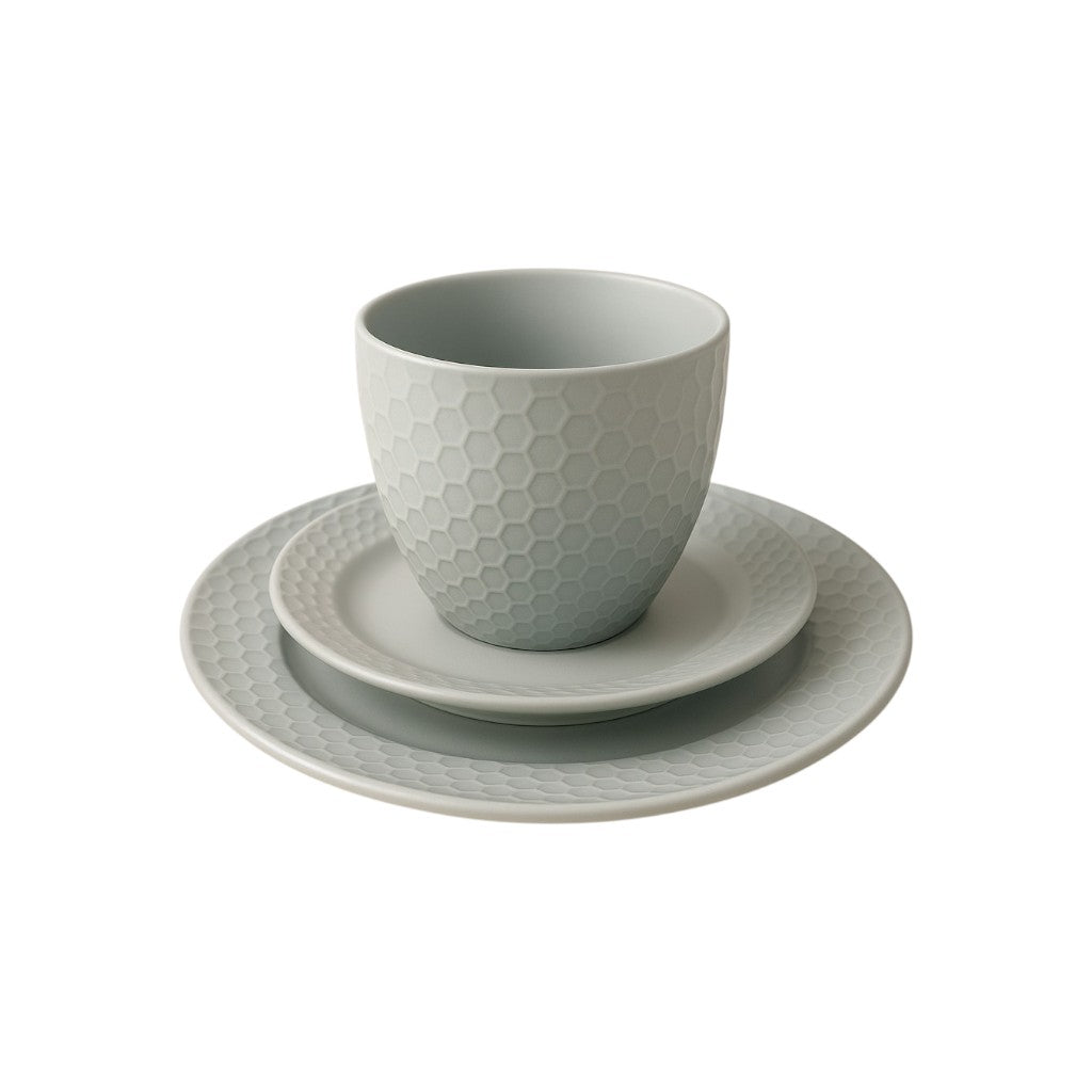 Kitchen Life 12 Piece Honeycomb Dinner Set Cream