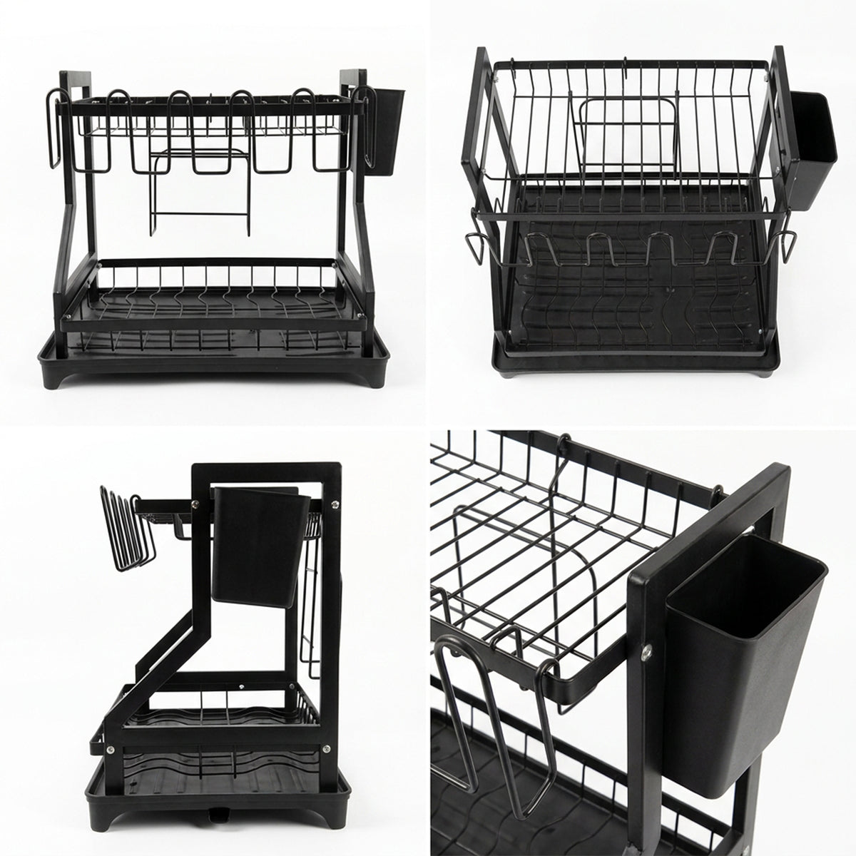2 Tier Dish Rack Black