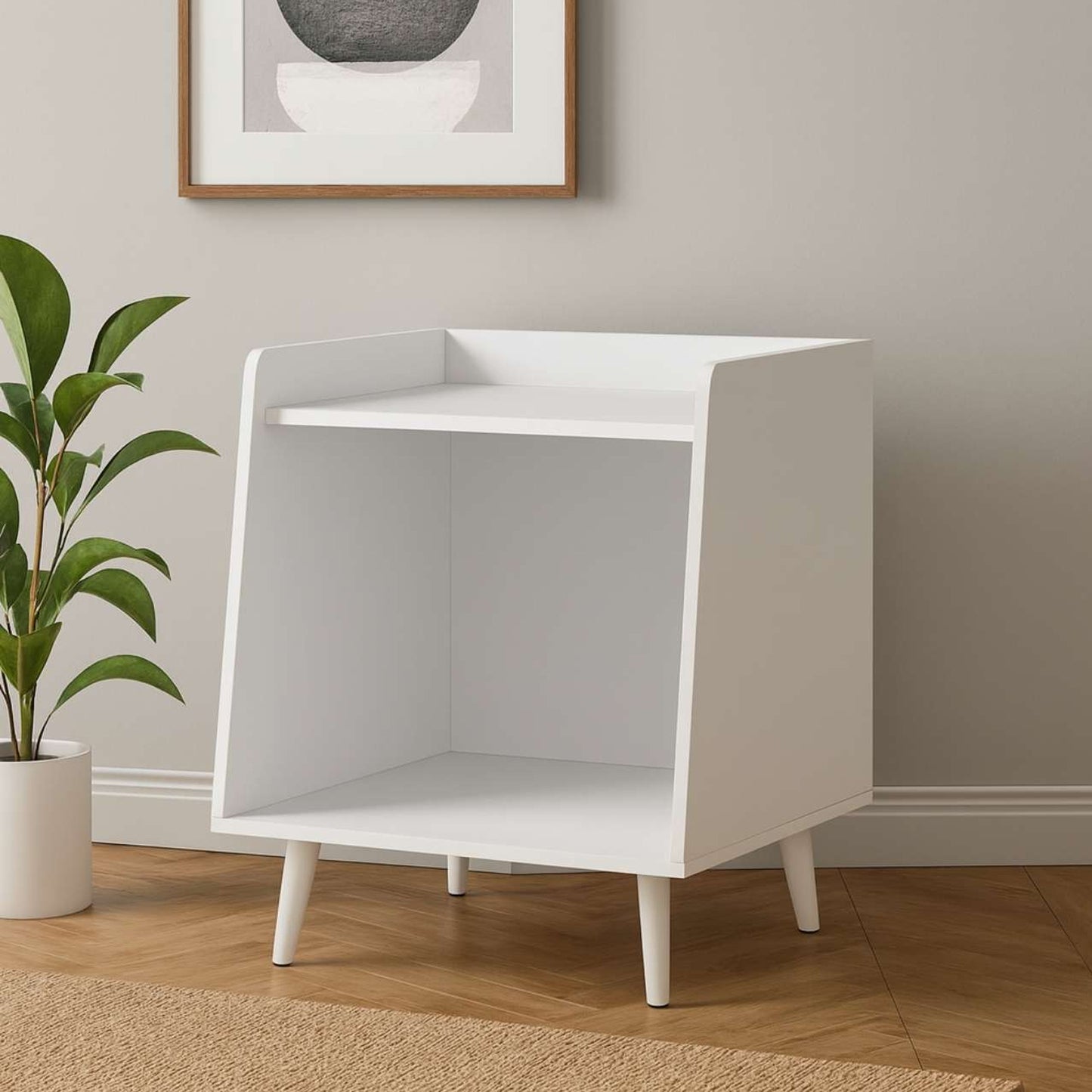 Dual Shelf Nightstand White