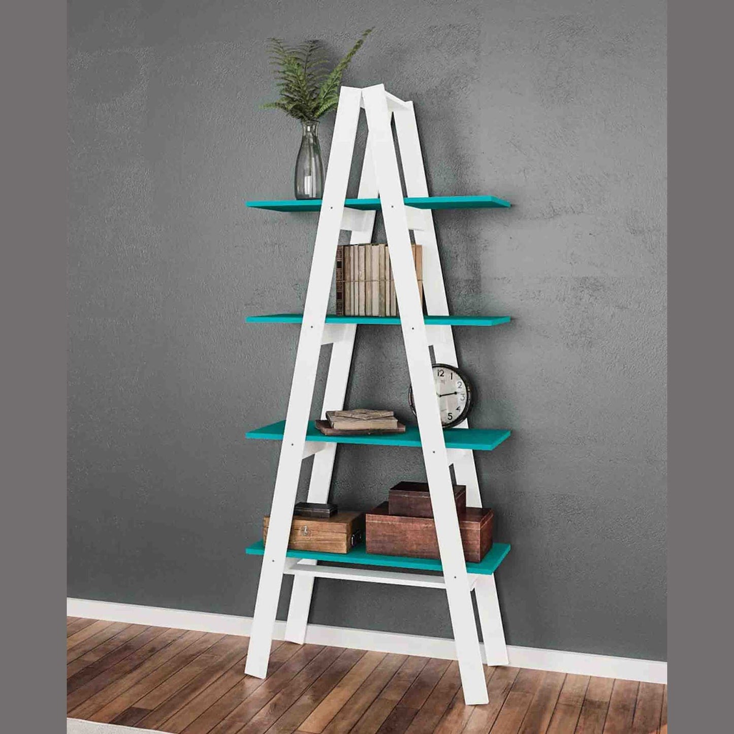 Exotic Designs 4 Layer Shelf - White & Turquoise