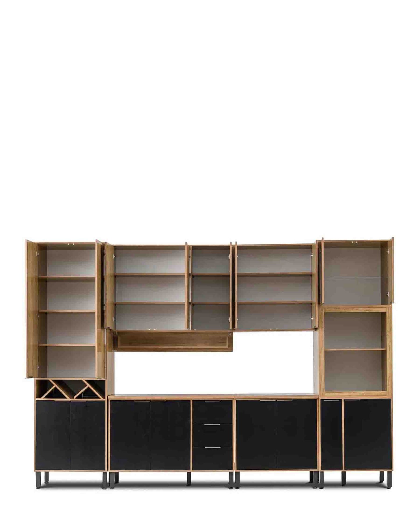 Exotic Designs 6 Piece Camille Kitchen Scheme - Walnut & Black
