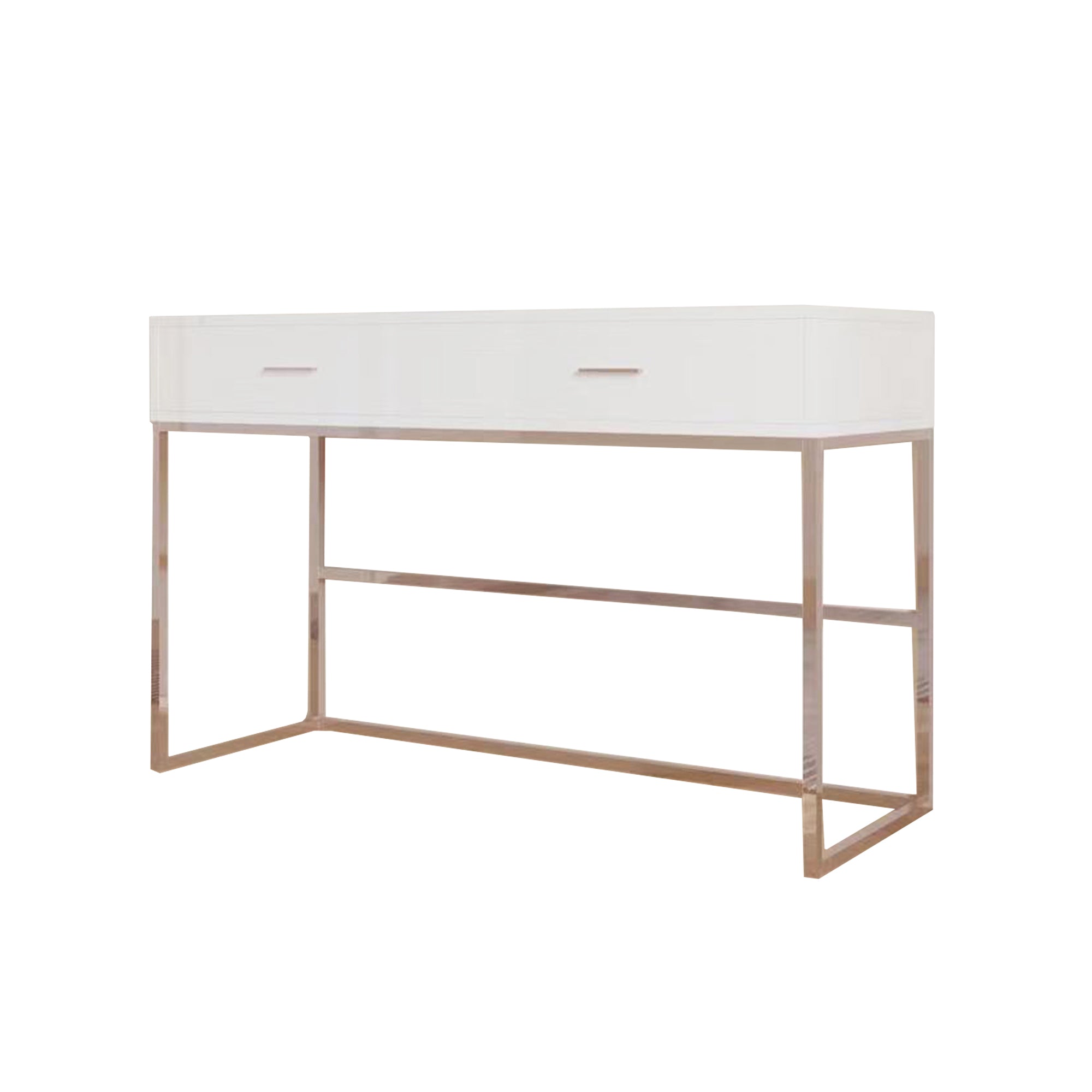 white and rose gold dressing table Derald Vanity Table with Mirror