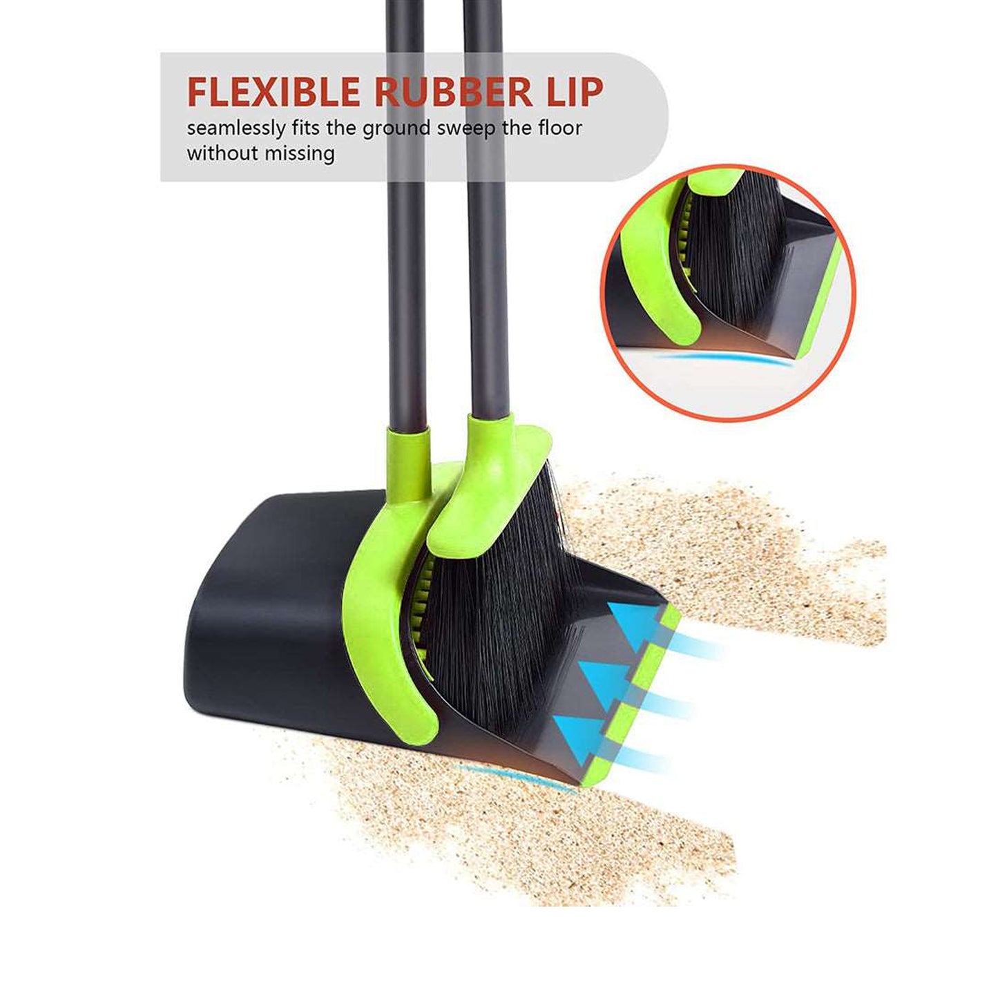 Floormax Broom & Dustpan Set Green & Grey