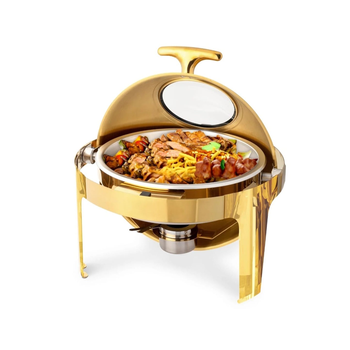 Kitchen Life Round Chafing Dish With Window Gold