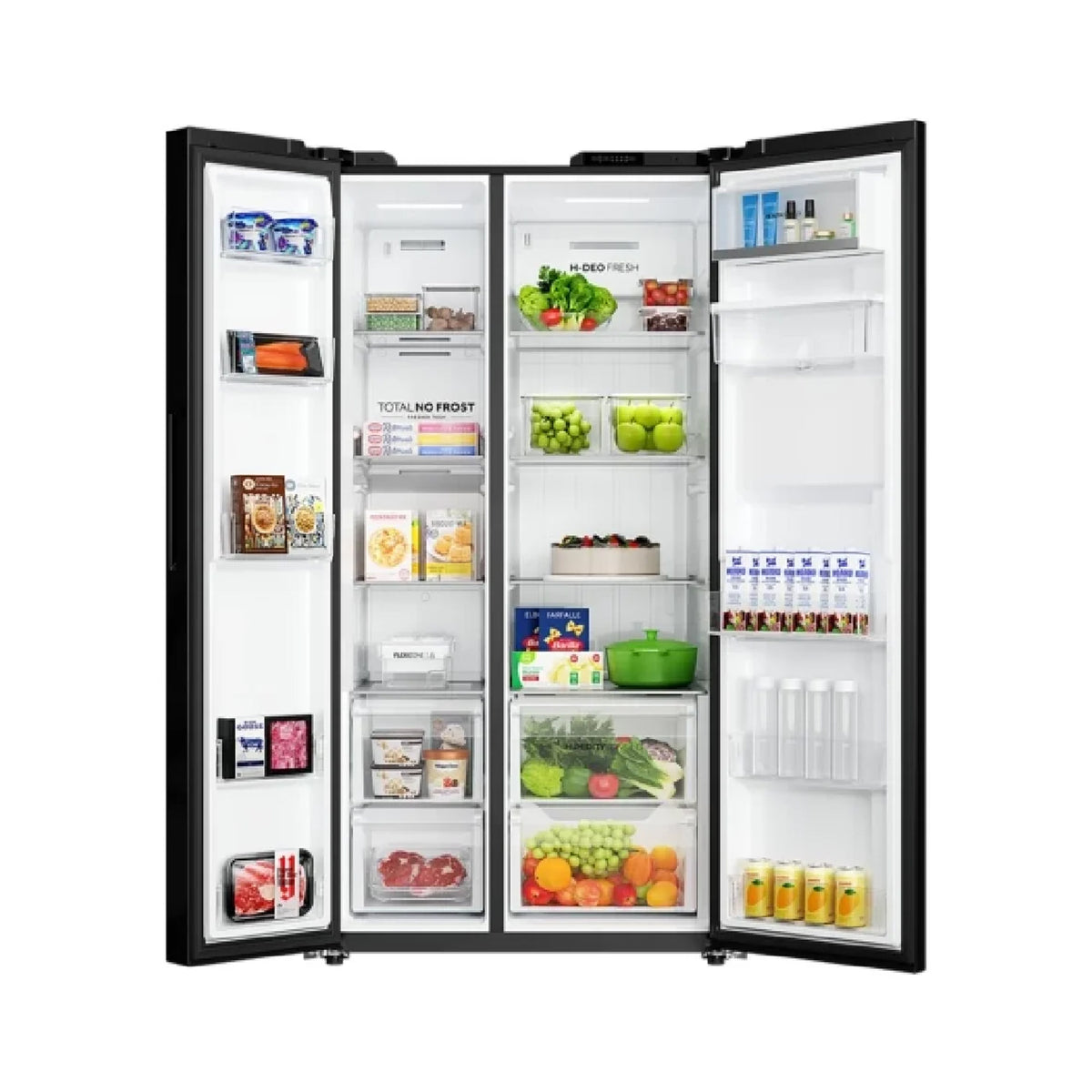 Haier 768L Side-by-Side Refrigerator - Black Crystal Glass