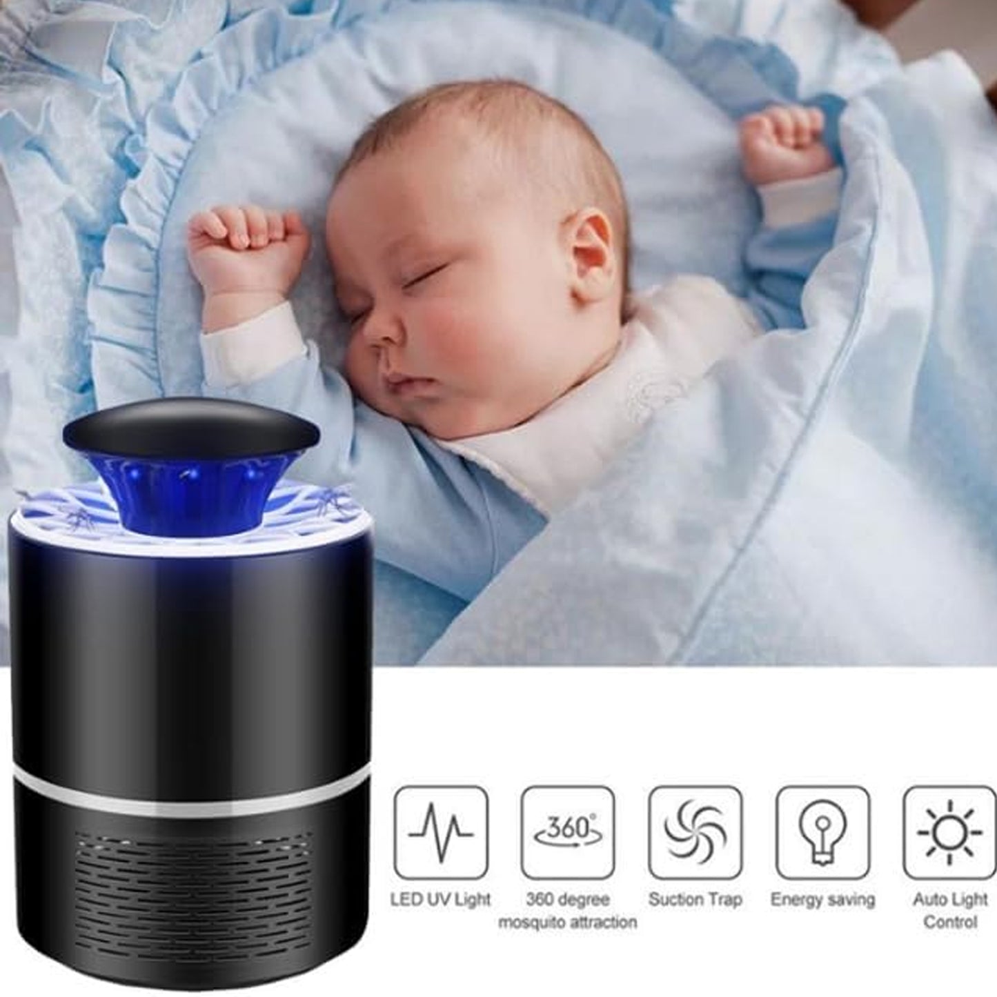 Homemax Electric Mosquito Killer USB Lamp Black