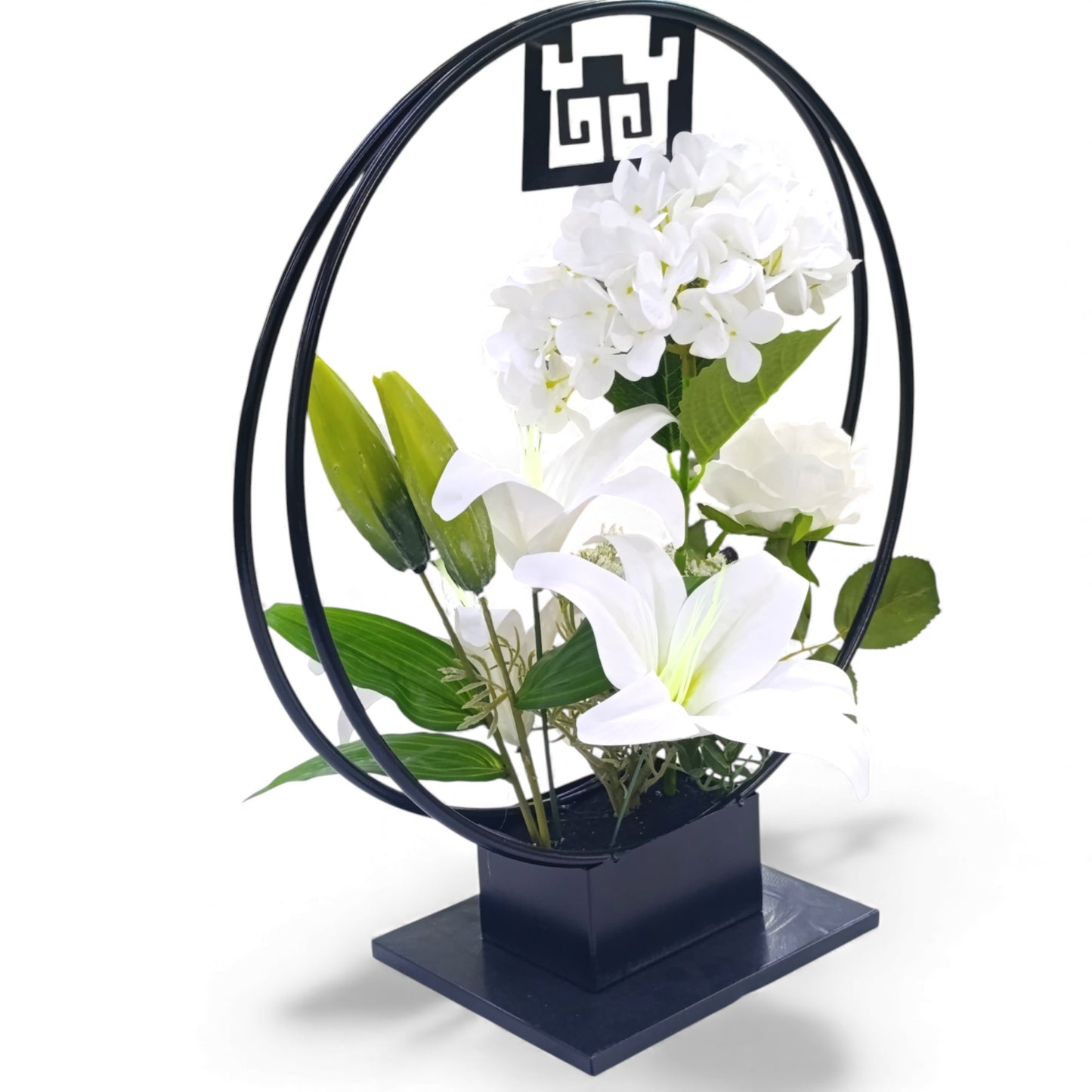 Artificial Flower Arrangement on Stand White