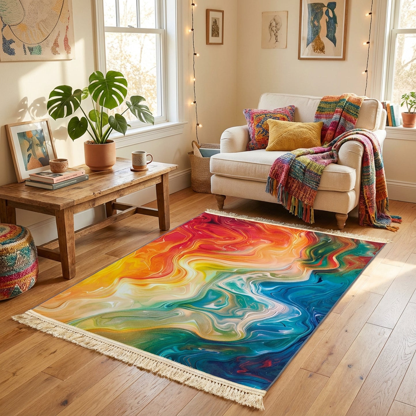 1.5 x 2m 3D Abstract Design Carpet Multicoloured