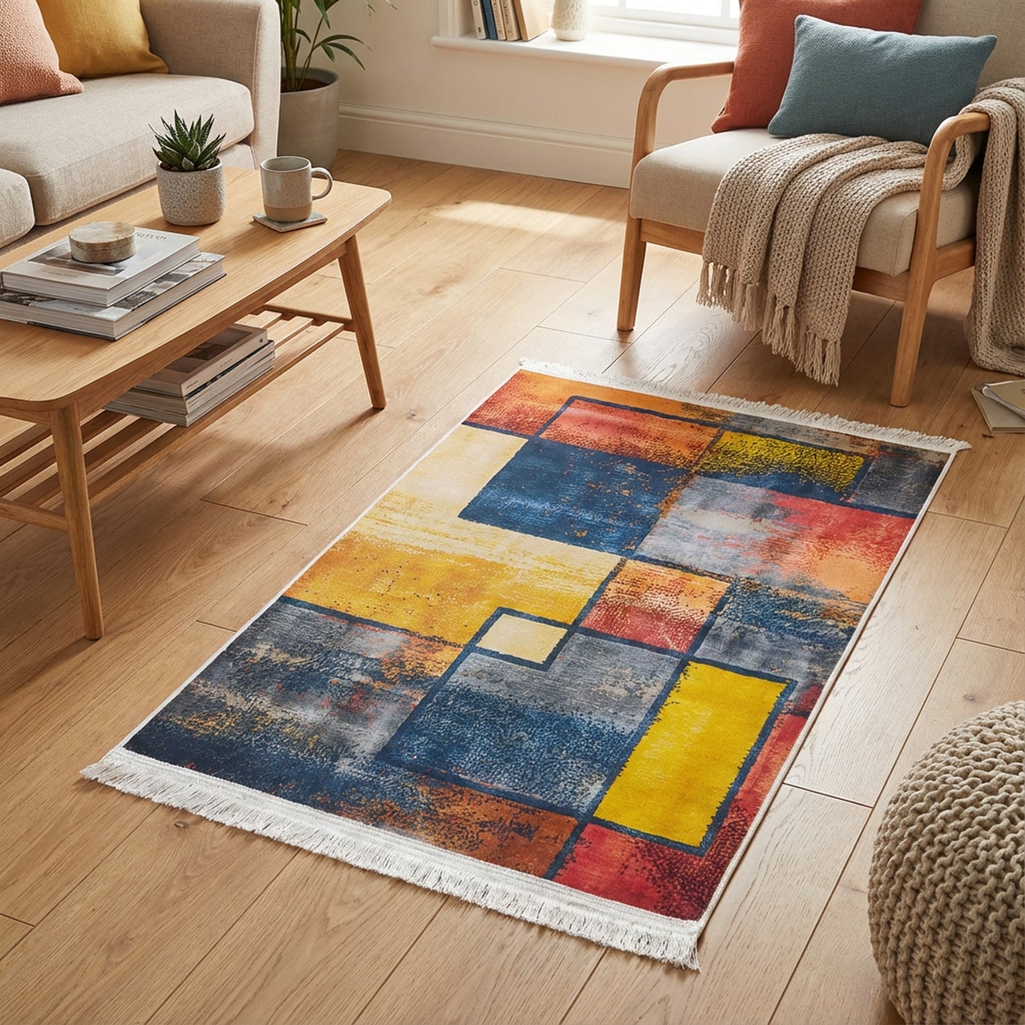 1 x 1.5m Abstract Geometric Design Carpet Multicoloured
