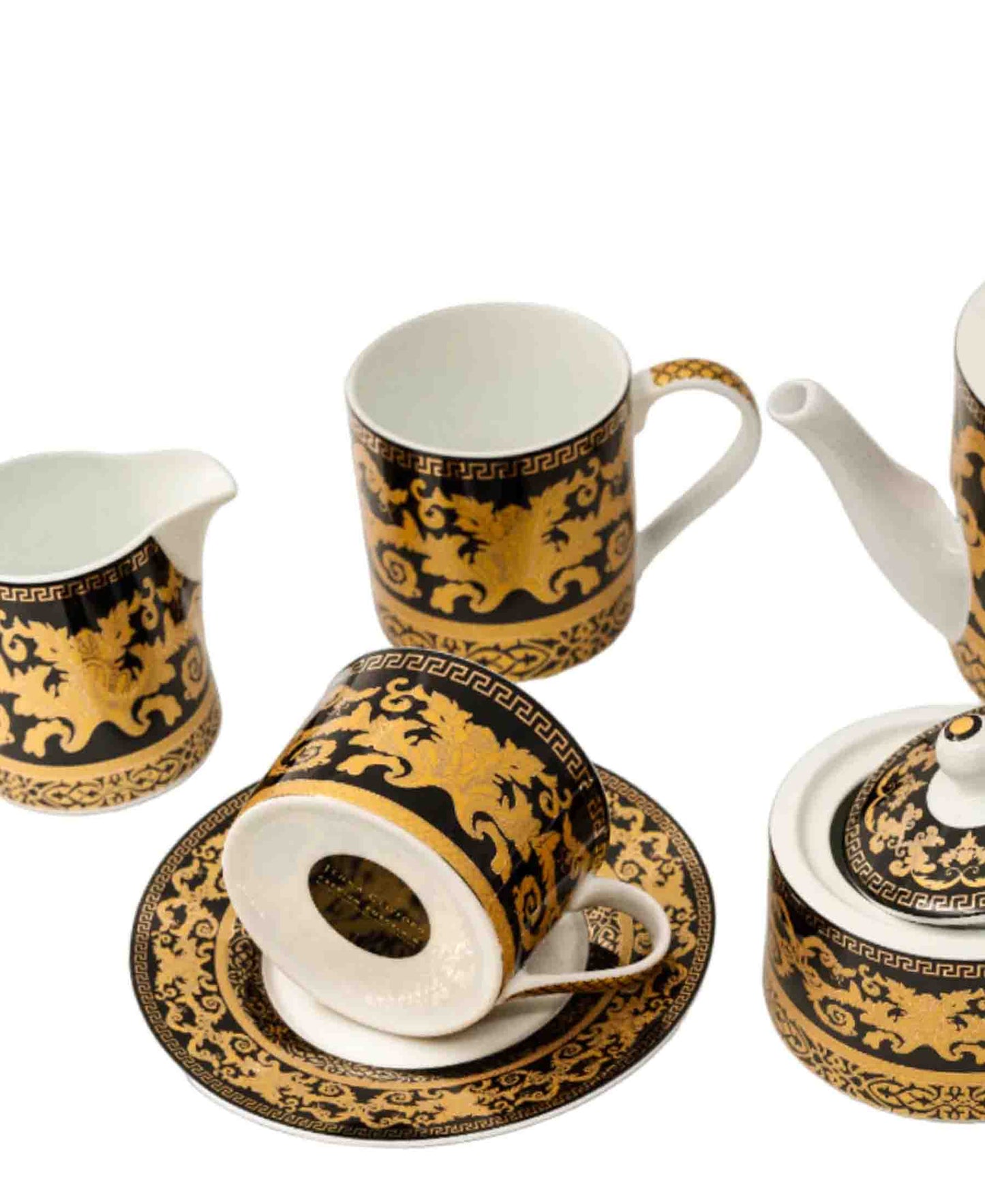 Jenna Clifford Grandeur Cup & Saucer - Black & Gold