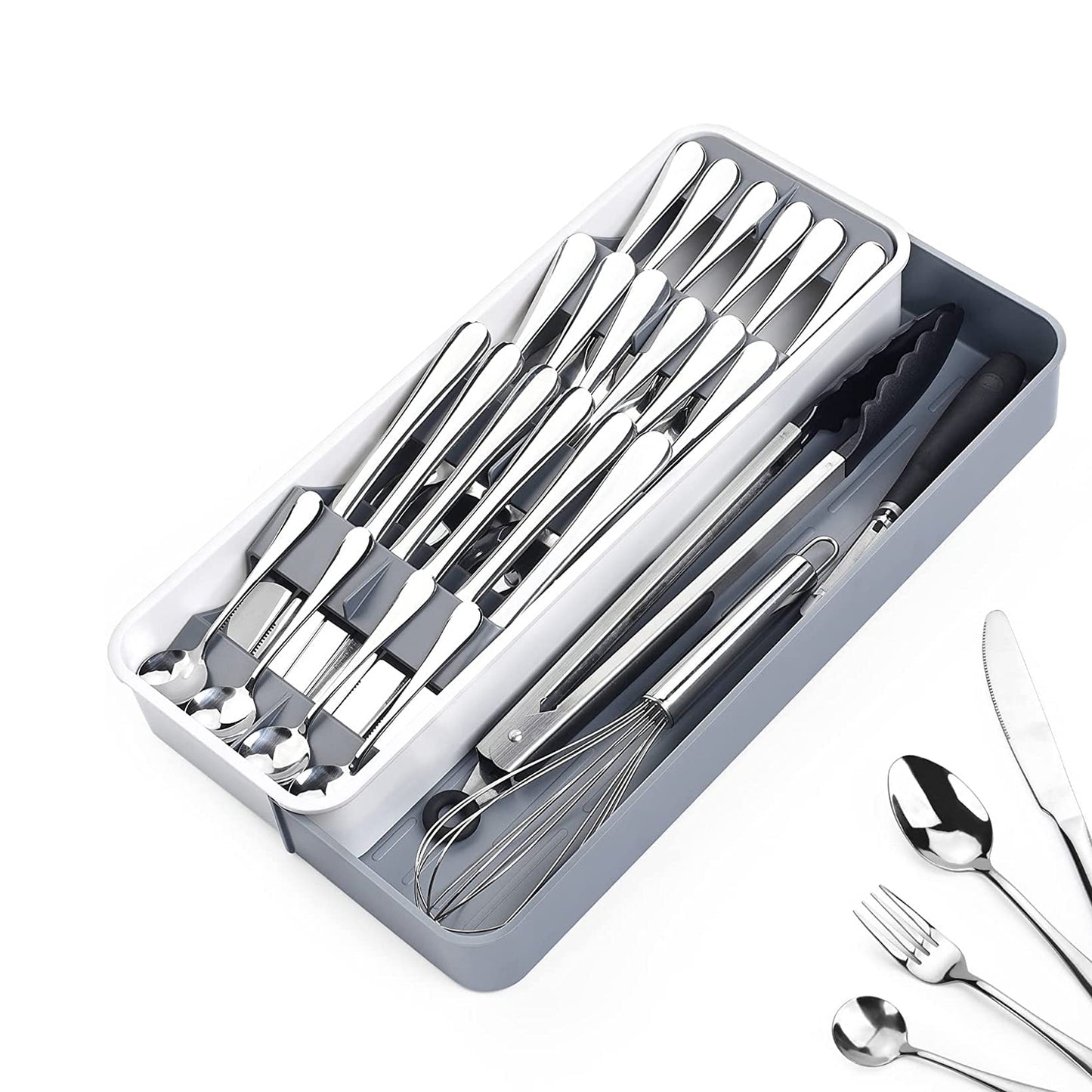 Aqua Kitchen Drawer Organizer Grey & White