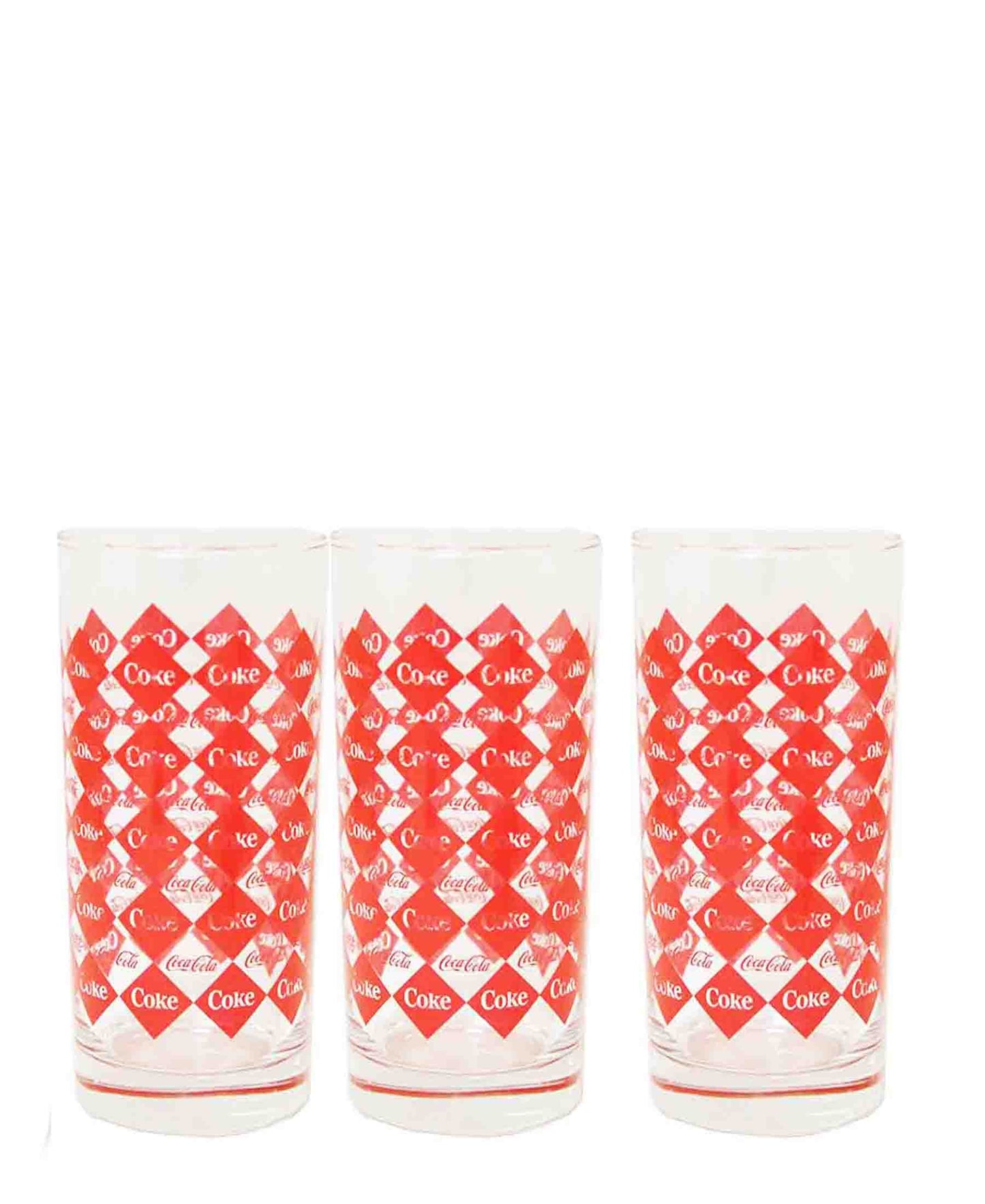 Kitchen Life Coca Cola 3 Piece Hi Ball Diamond Print Set - Clear & Red