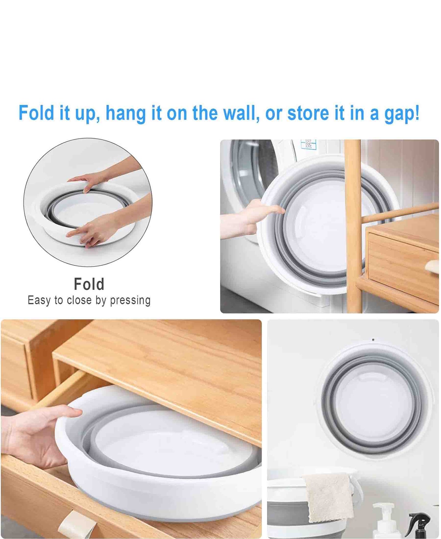 Kitchen Life Collapsible 10Lt Bucket - White & Grey