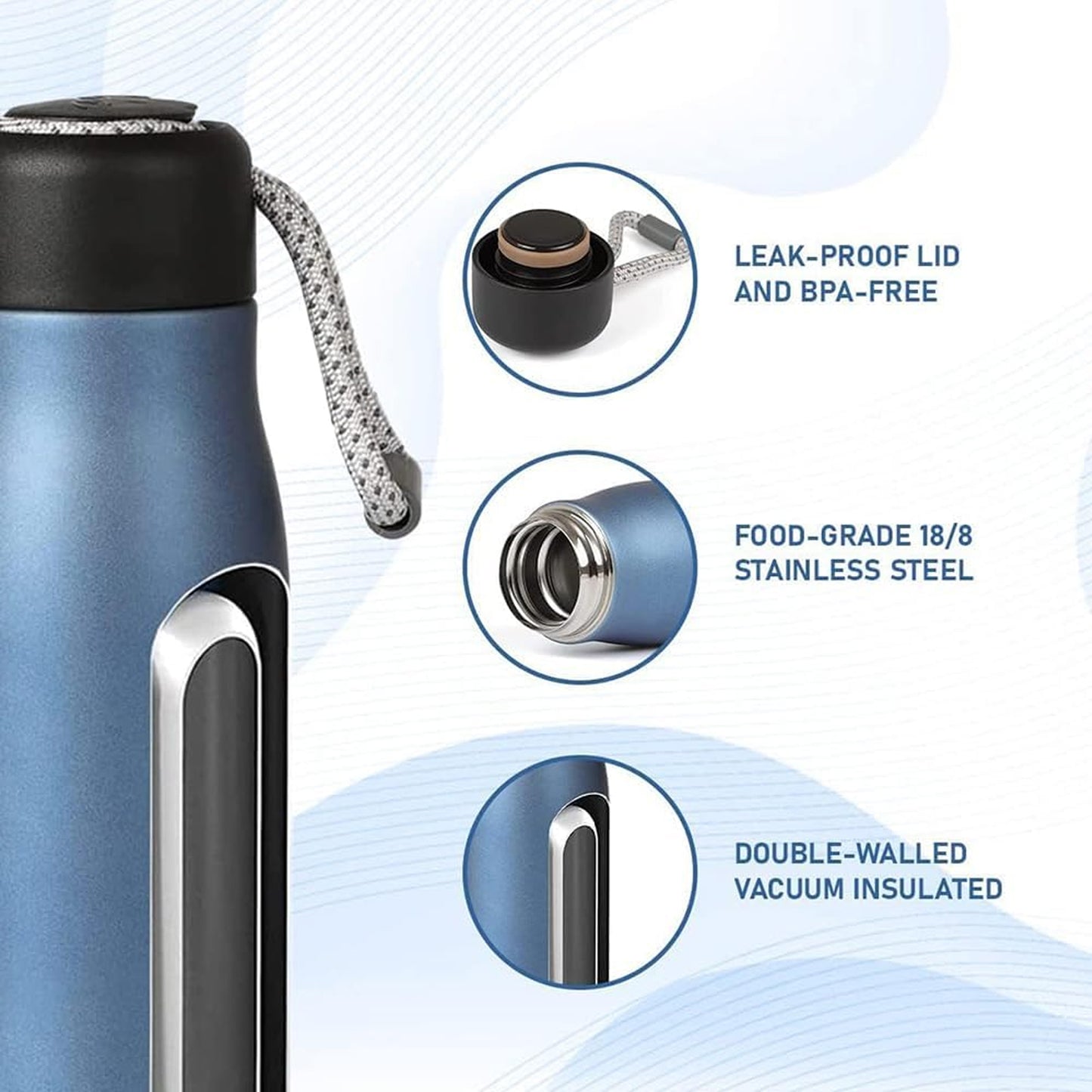 Kitchen Life 420ml Double Wall Flask Blue