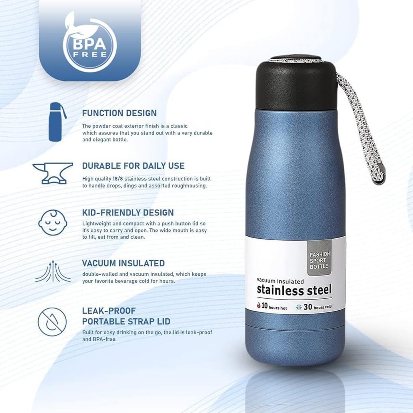 Kitchen Life 420ml Double Wall Flask Blue