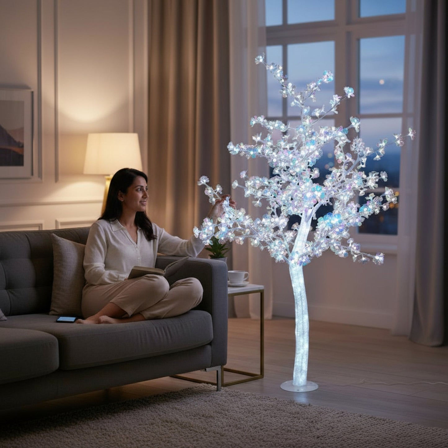 1.8m Tree with LED Lights White