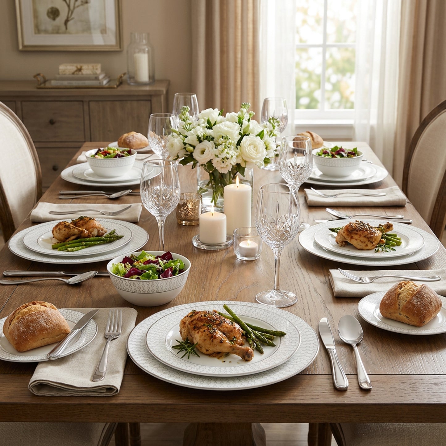 La Opala Velvet 12 Piece Dinner Set Pearl White