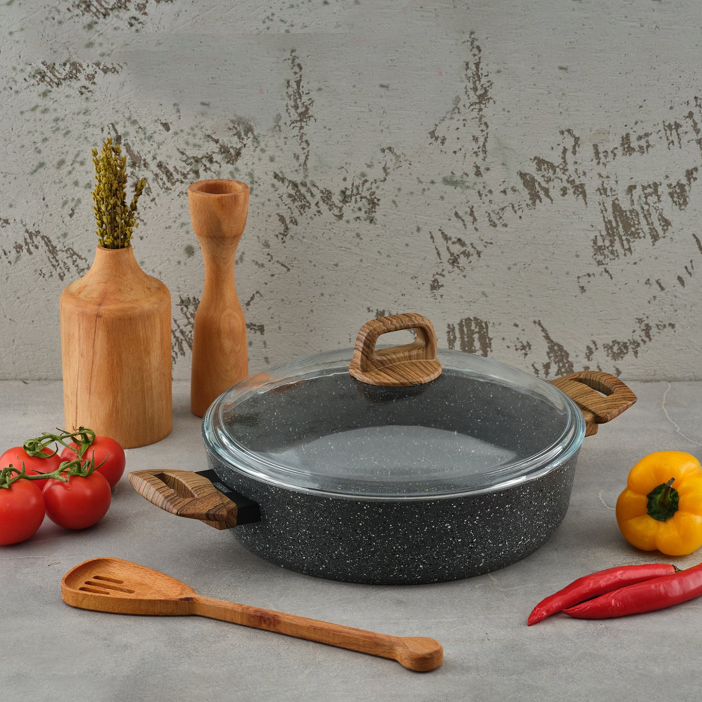 Leydi Natura Kısa 24cm Low Casserole Grey
