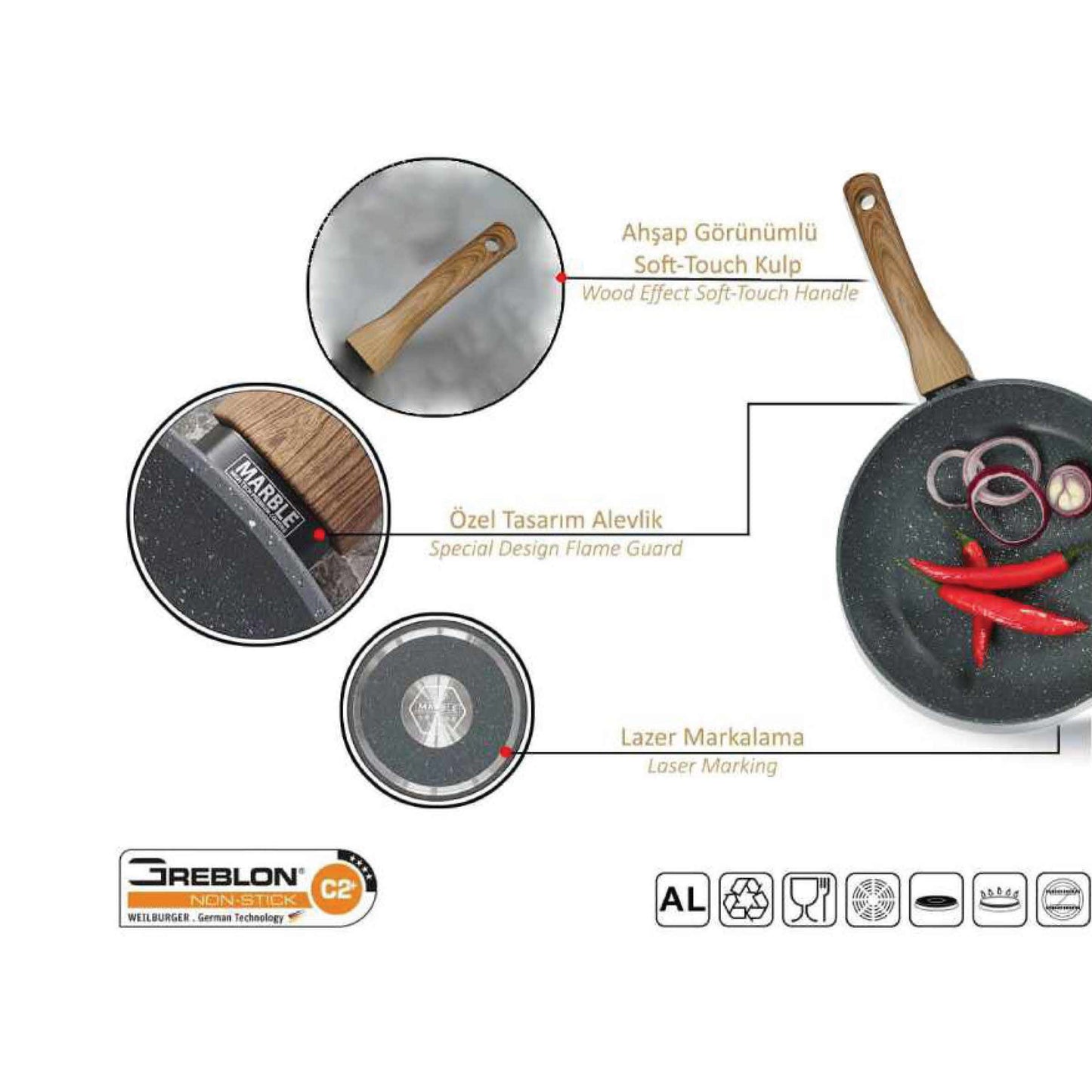 Leydi Natura 28cm Granite Square Grill Pan Grey