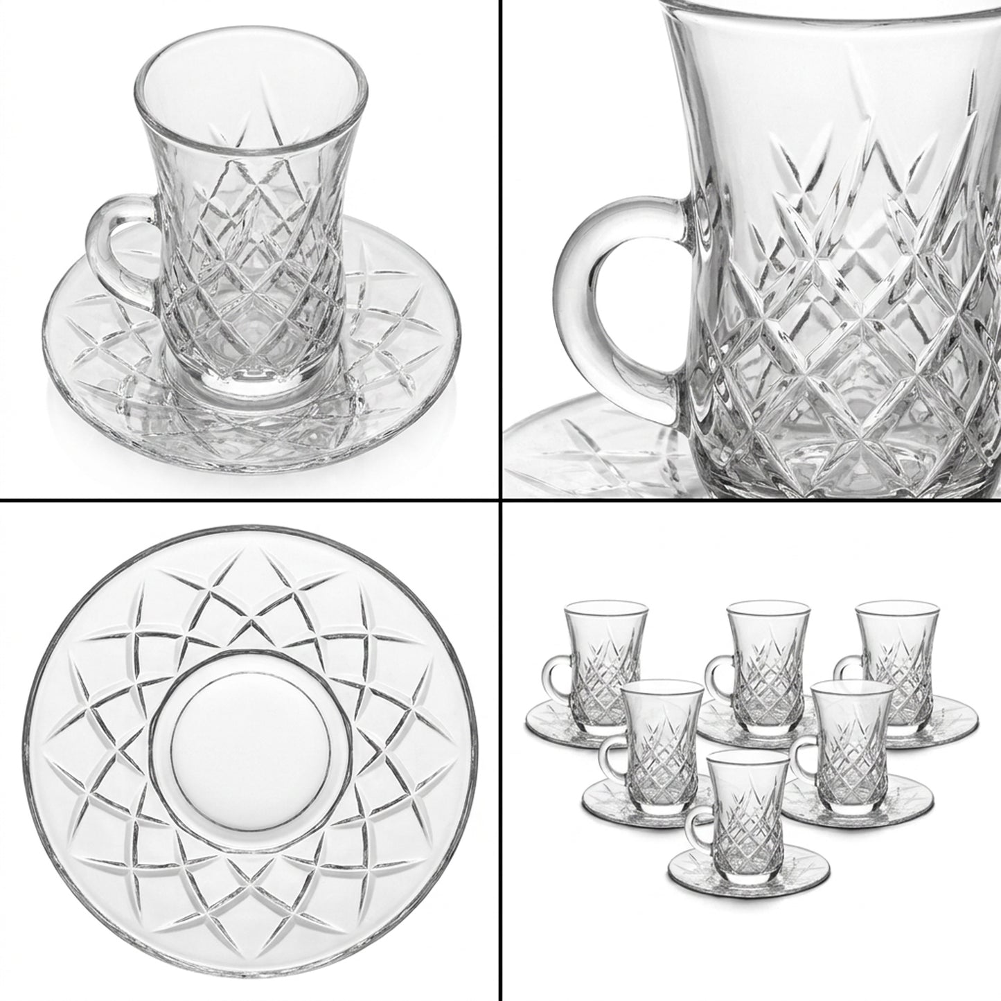 12 Piece Cup & Saucer Set Clear