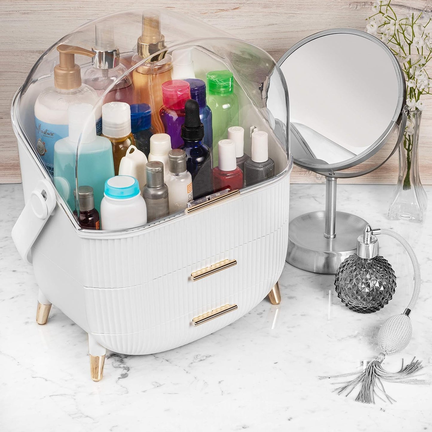 Antalya Cosmetic Organiser with 2 Drawers White