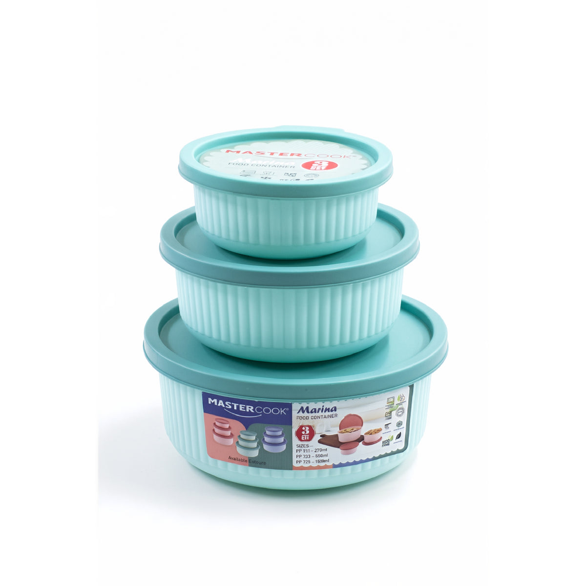 Mastercook Malta 6 Piece Square Container Set Green