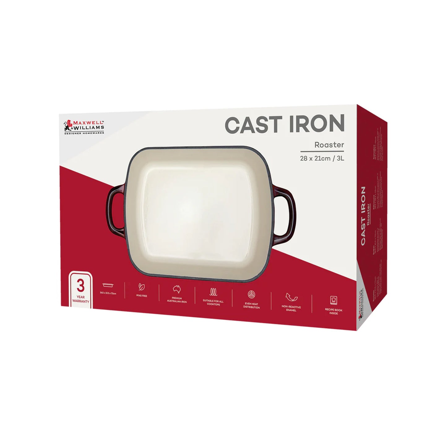 Maxwell & Williams Cast Iron 3Lt Rectangular Roaster Merlot
