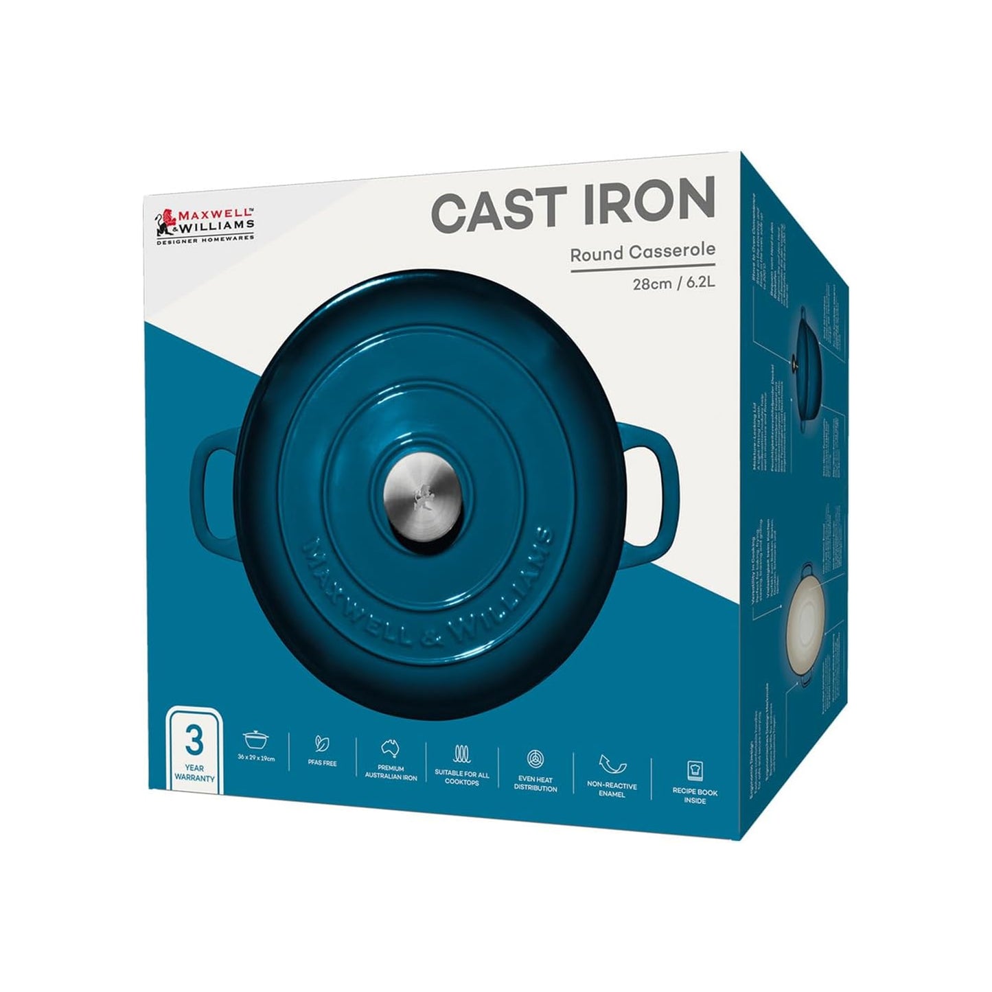 Maxwell & Williams Cast Iron 6.2Lt Round Casserole Midnight Blue