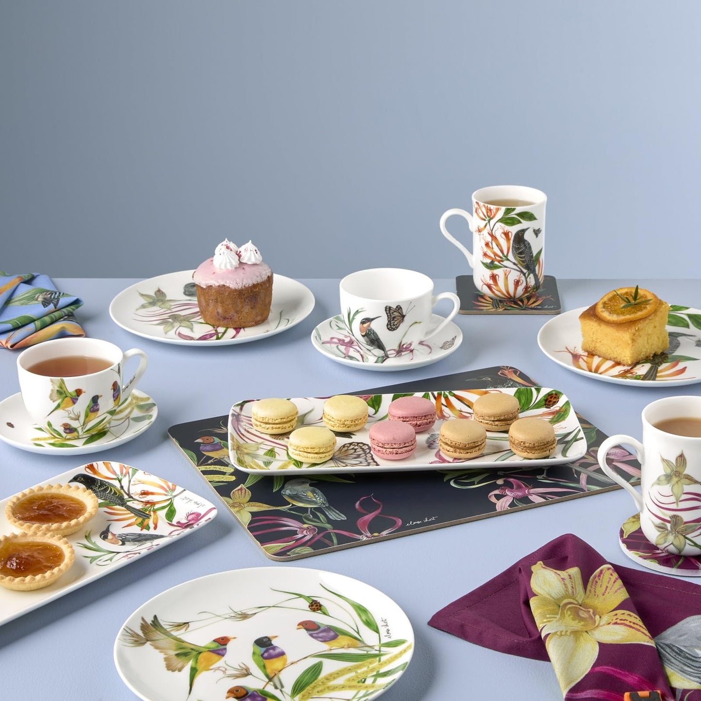 Maxwell & Williams 240ml Eloise Short Lyric Yellow Robin Cup & Saucer Set Multicoloured
