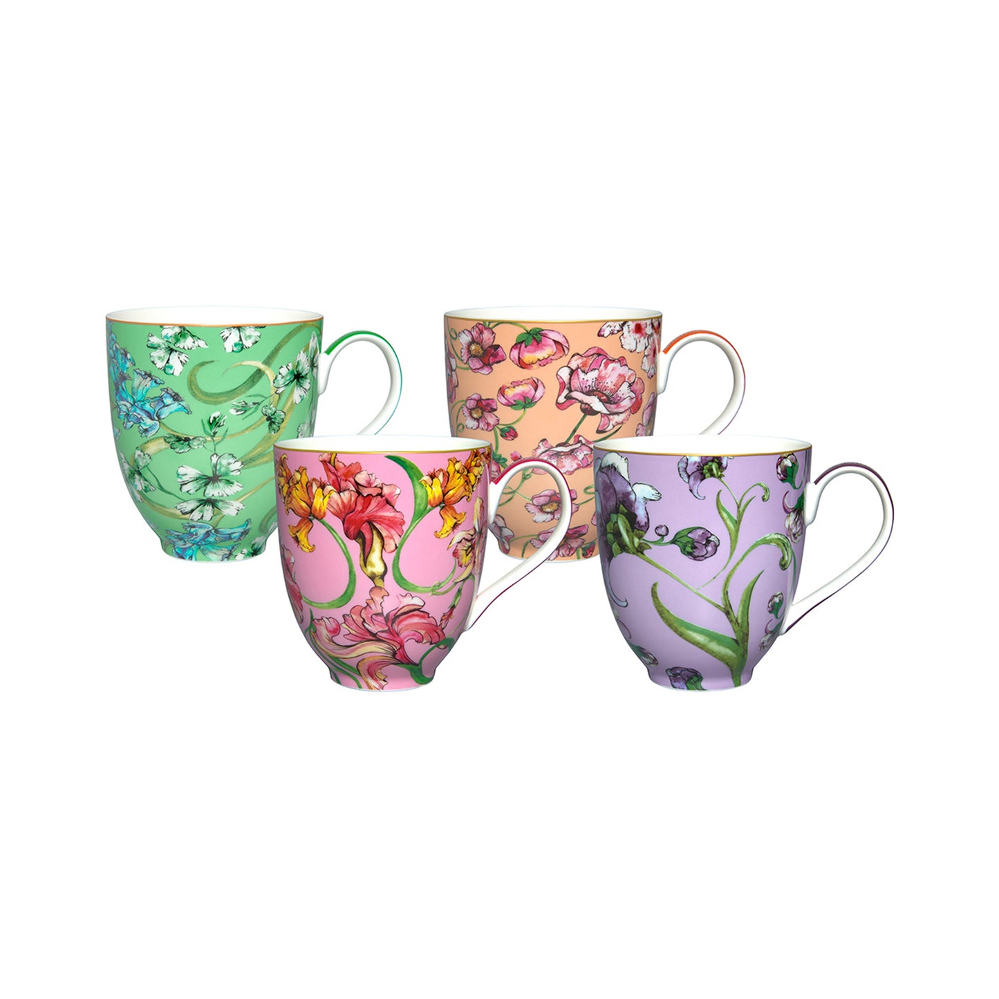 Maxwell and Williams 4 Piece 400ml Mystique Tall Coupe Mug Set Multicoloured