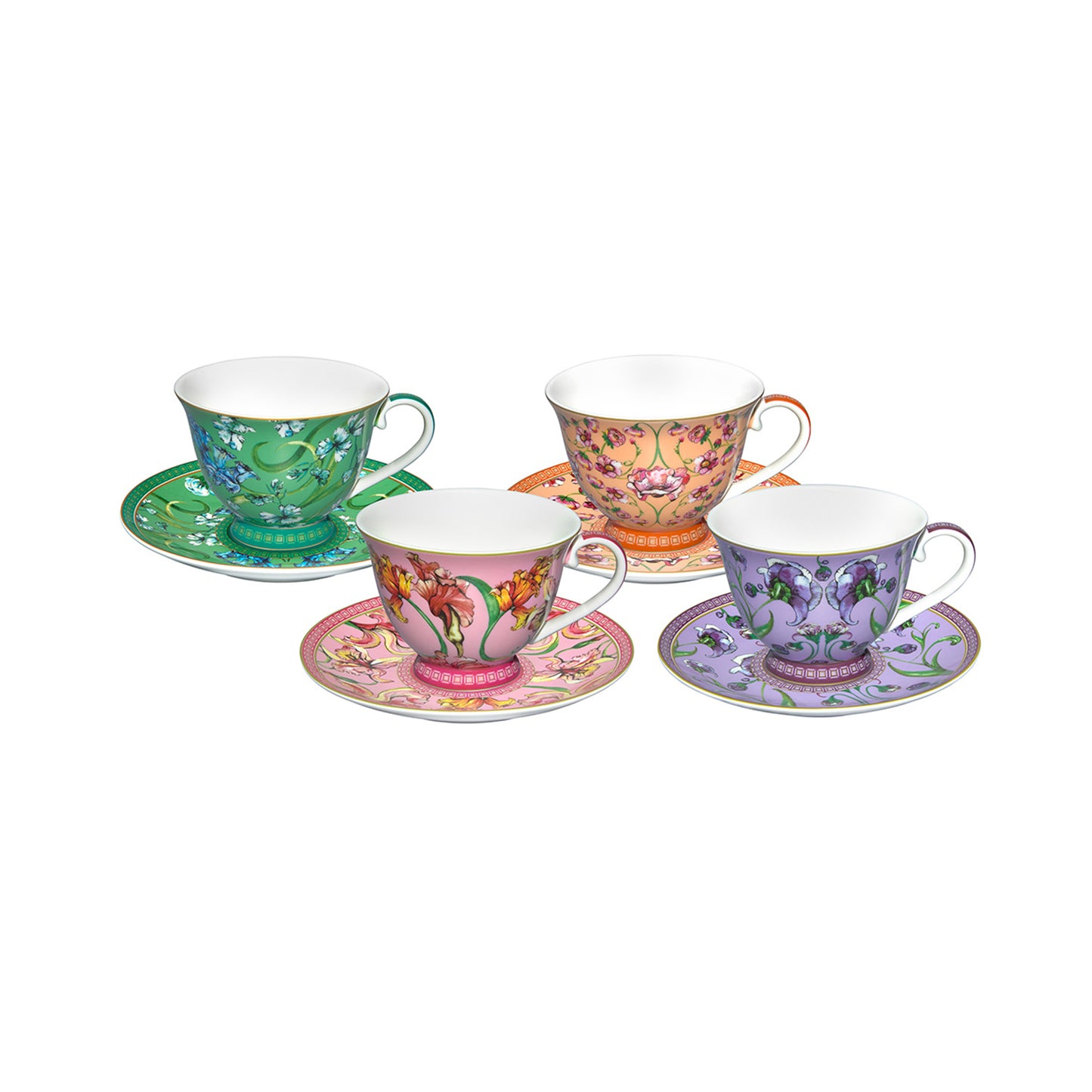 Maxwell and Williams 4 Piece 230ml Mystique Tall Cup & Saucer Set Multicoloured
