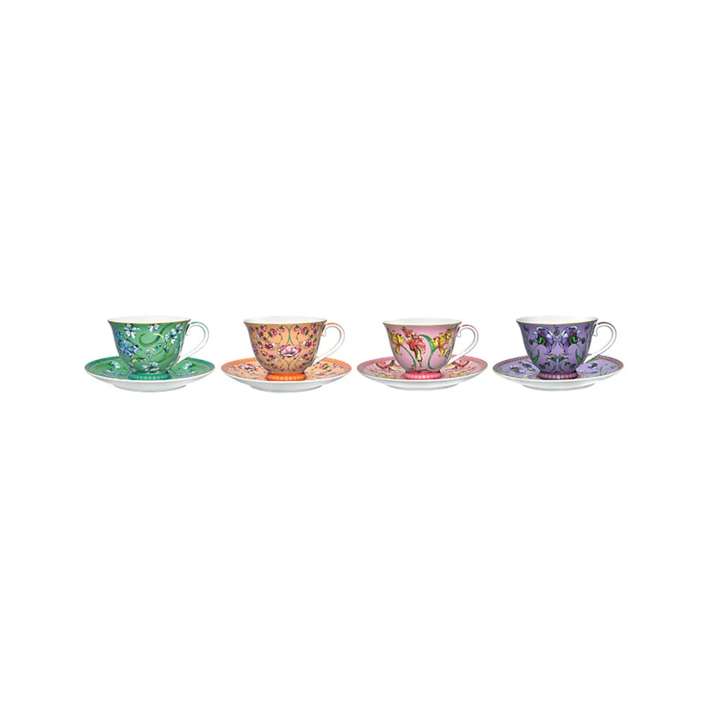 Maxwell and Williams 4 Piece 230ml Mystique Tall Cup & Saucer Set Multicoloured