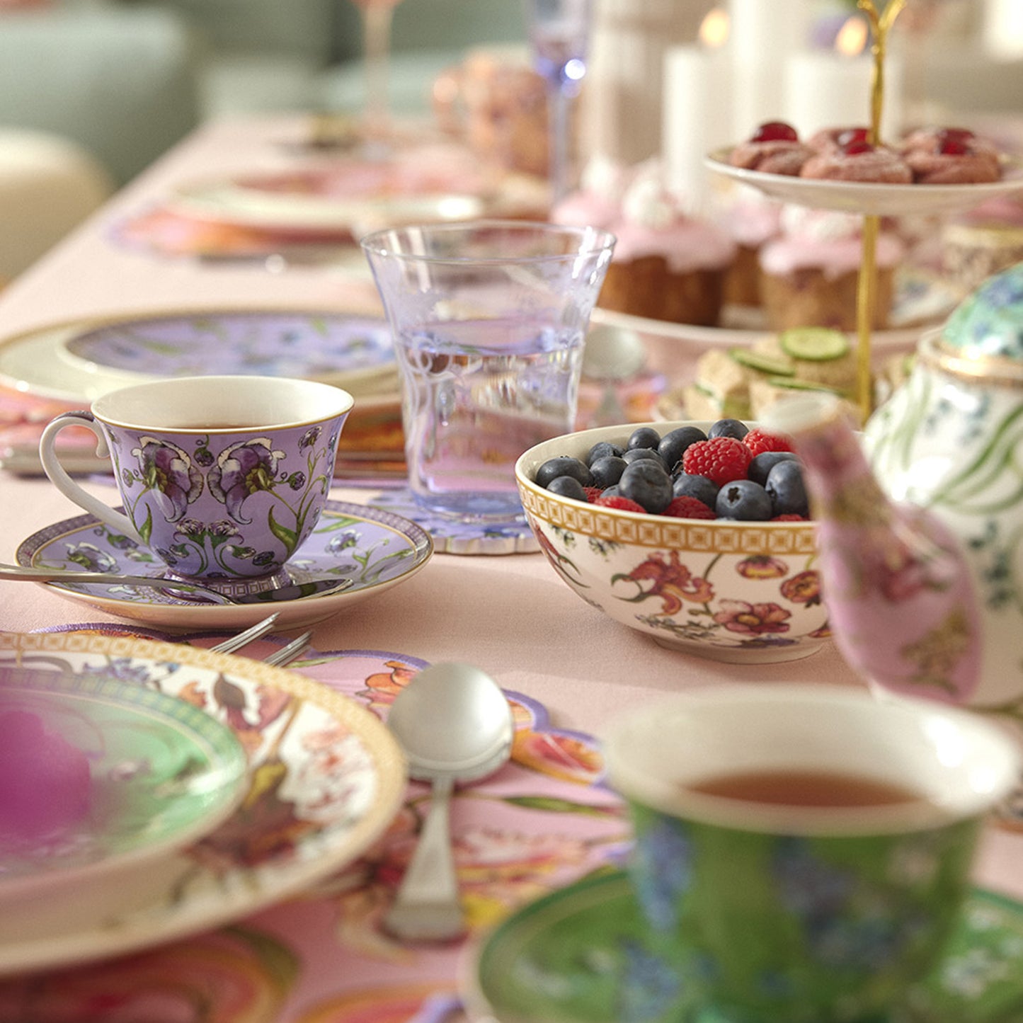 Maxwell and Williams 4 Piece 230ml Mystique Tall Cup & Saucer Set Multicoloured