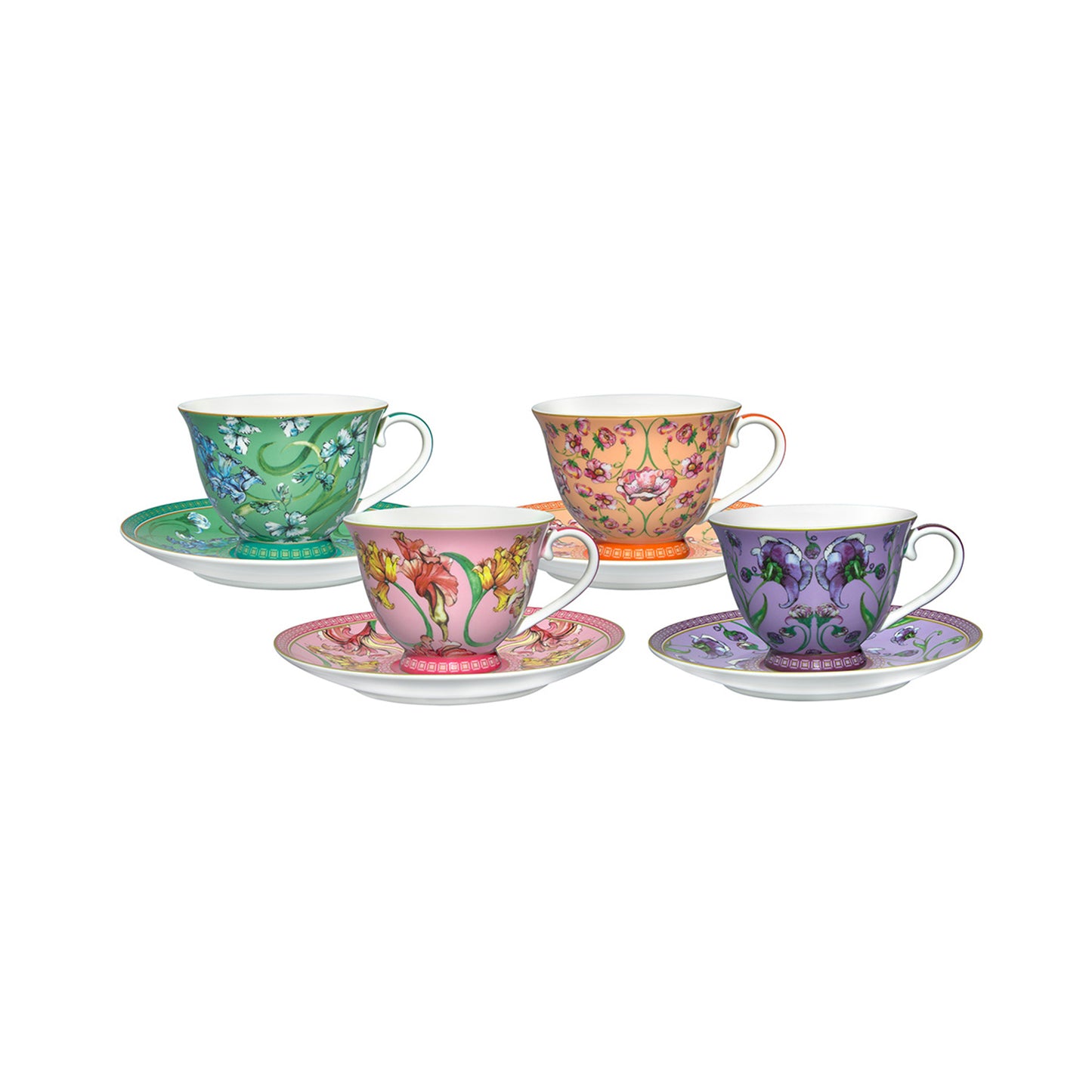 Maxwell and Williams 4 Piece 230ml Mystique Tall Cup & Saucer Set Multicoloured