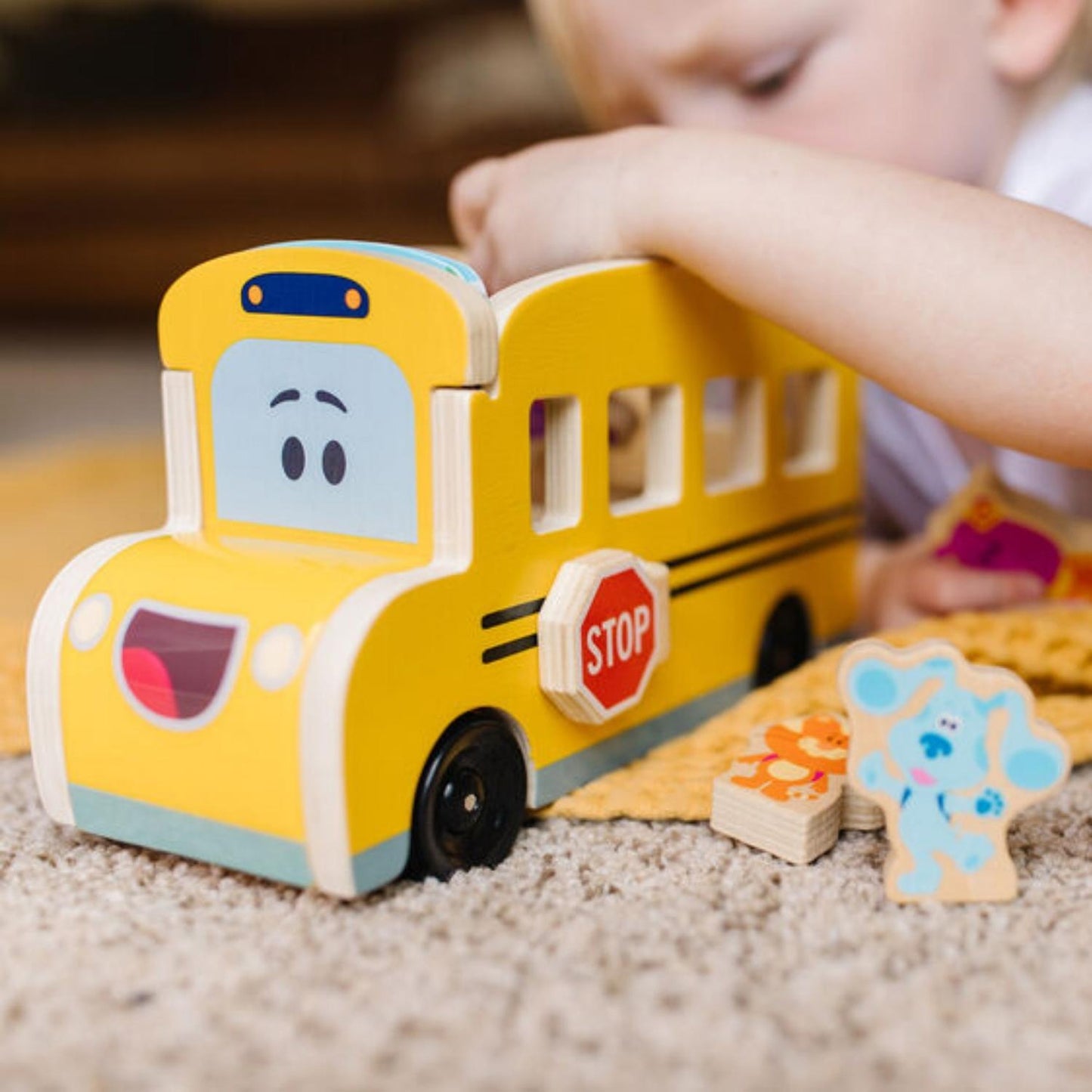 Melissa & Doug Blues Clues & You! Wooden Pull-Back School Bus