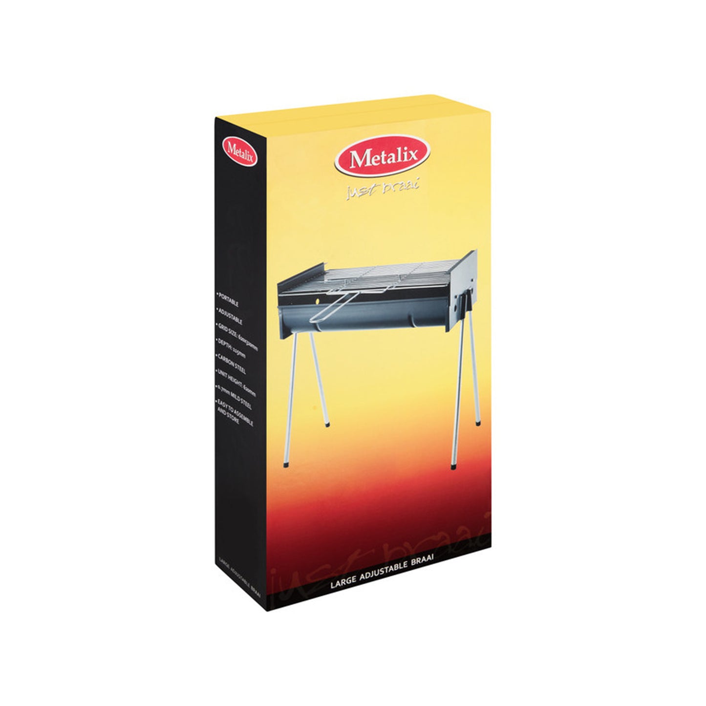 Metalix 452 Large Stainless Steel Adjustable Braai Stand Black