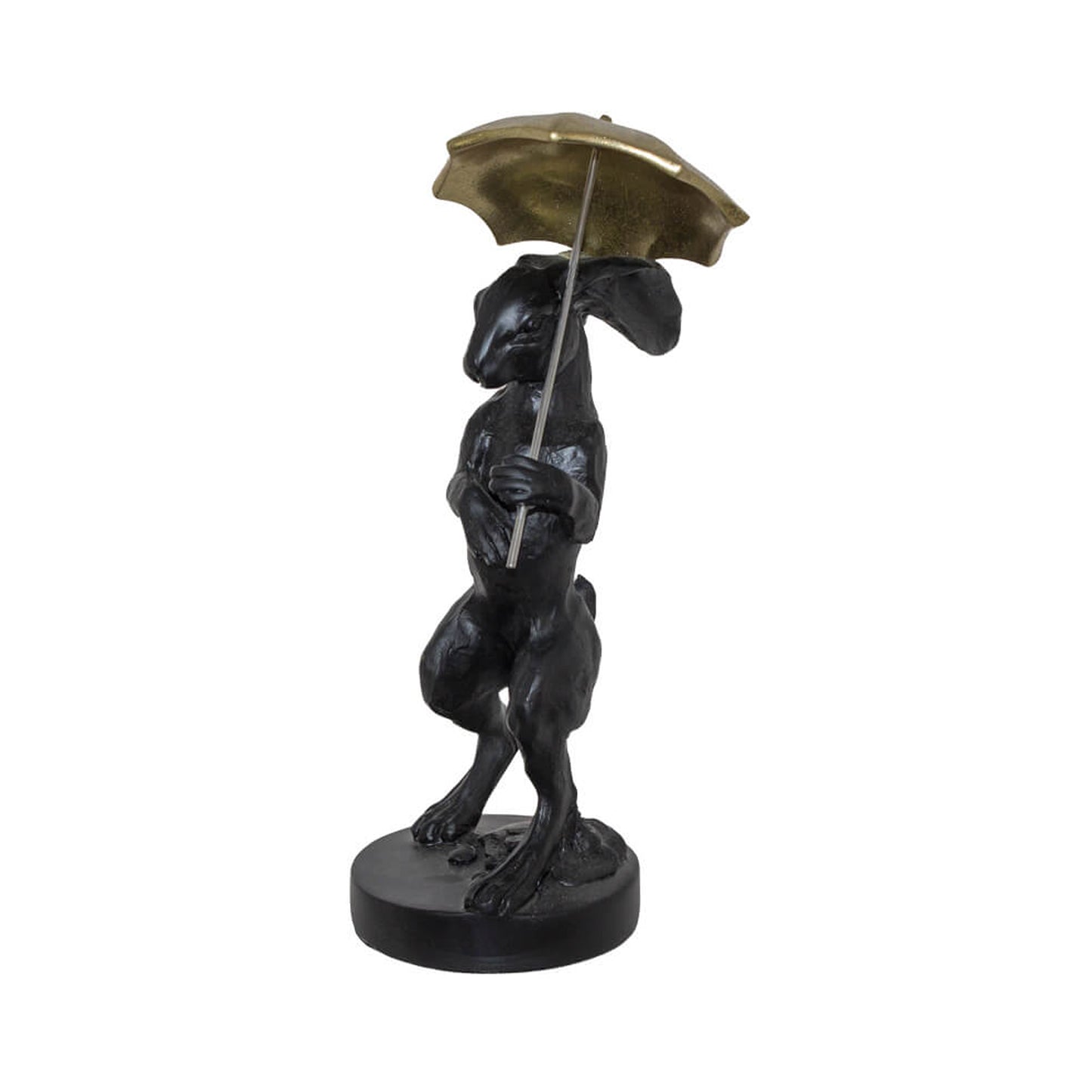 Urban Decor Rabbit with Umbrella Black & Gold