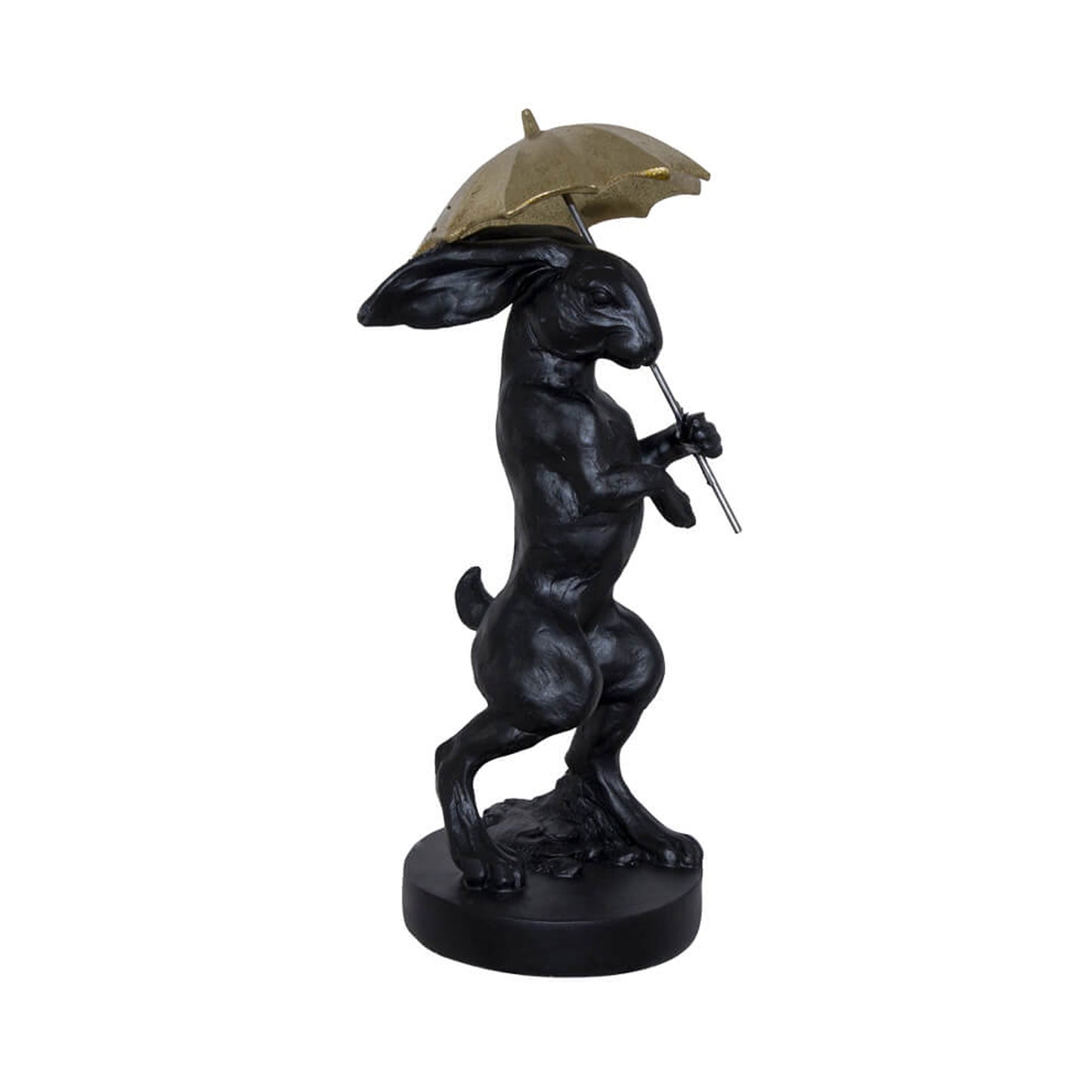Urban Decor Rabbit with Umbrella Black & Gold