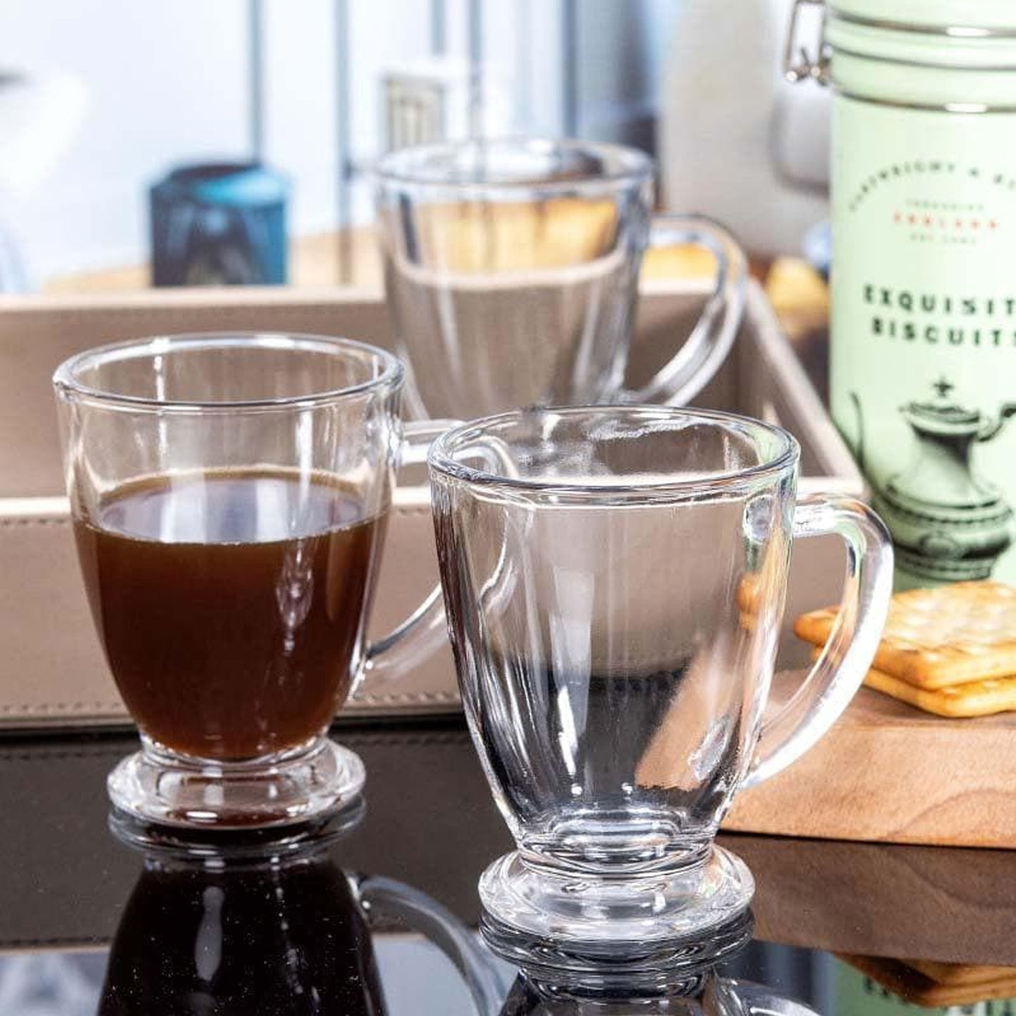Kitchen Life 2 Piece 440ml Coffee Mug Set Clear