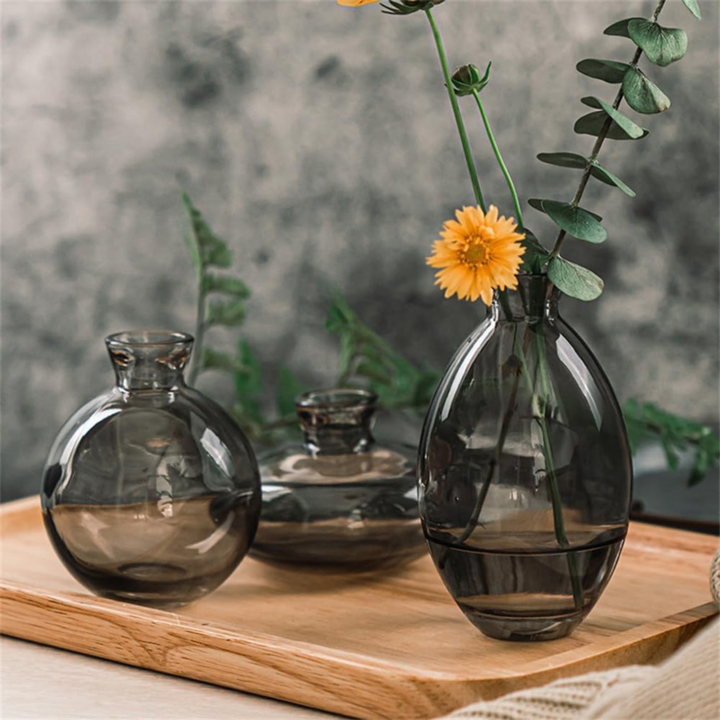 Urban Decor 3 Piece Bud Vase Set Grey