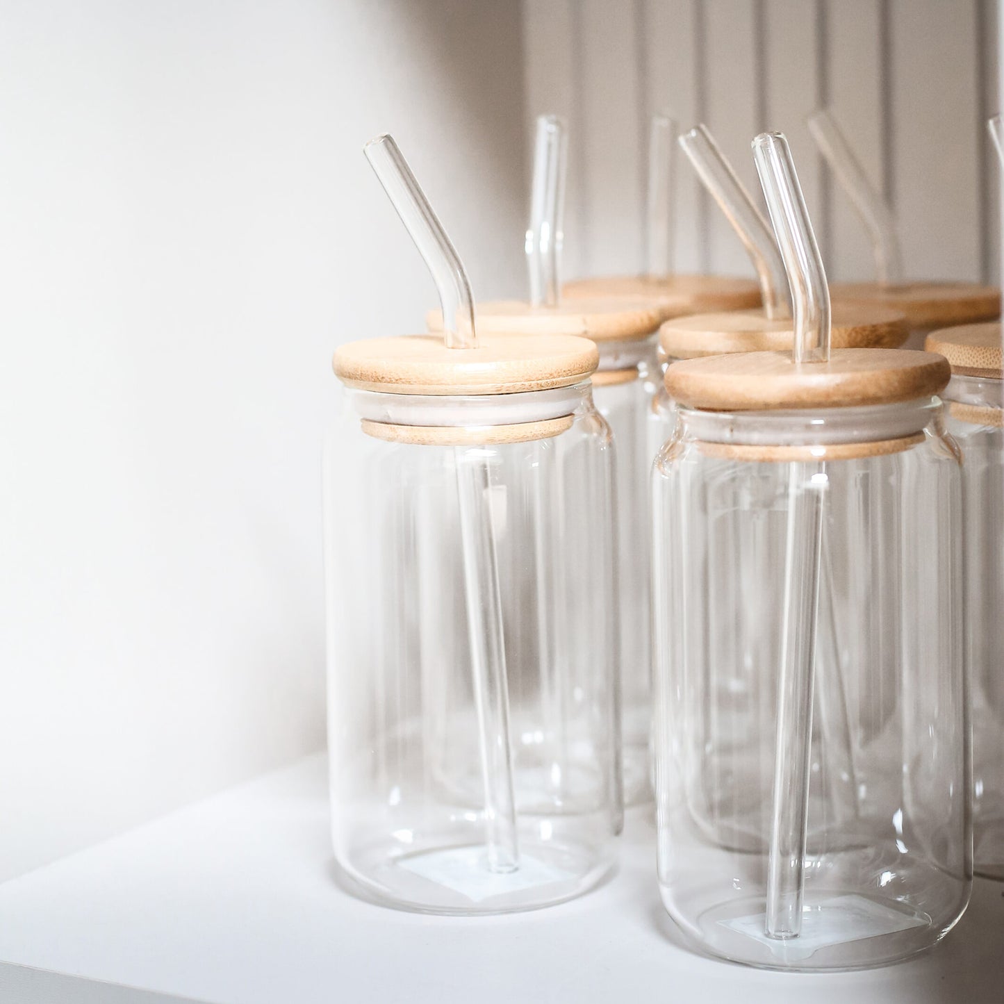 Kitchen Life 350ml Drinking Jar with Bamboo Lid Clear