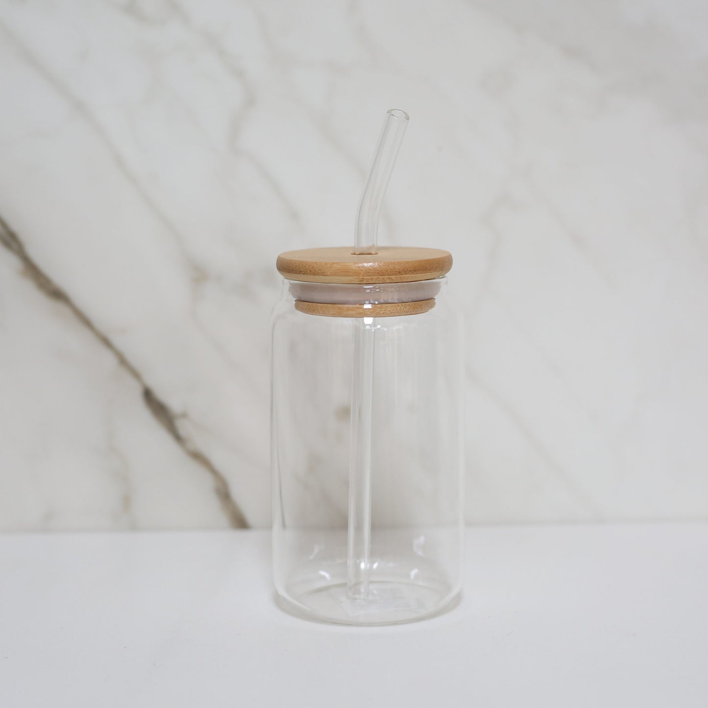 Kitchen Life 350ml Drinking Jar with Bamboo Lid Clear