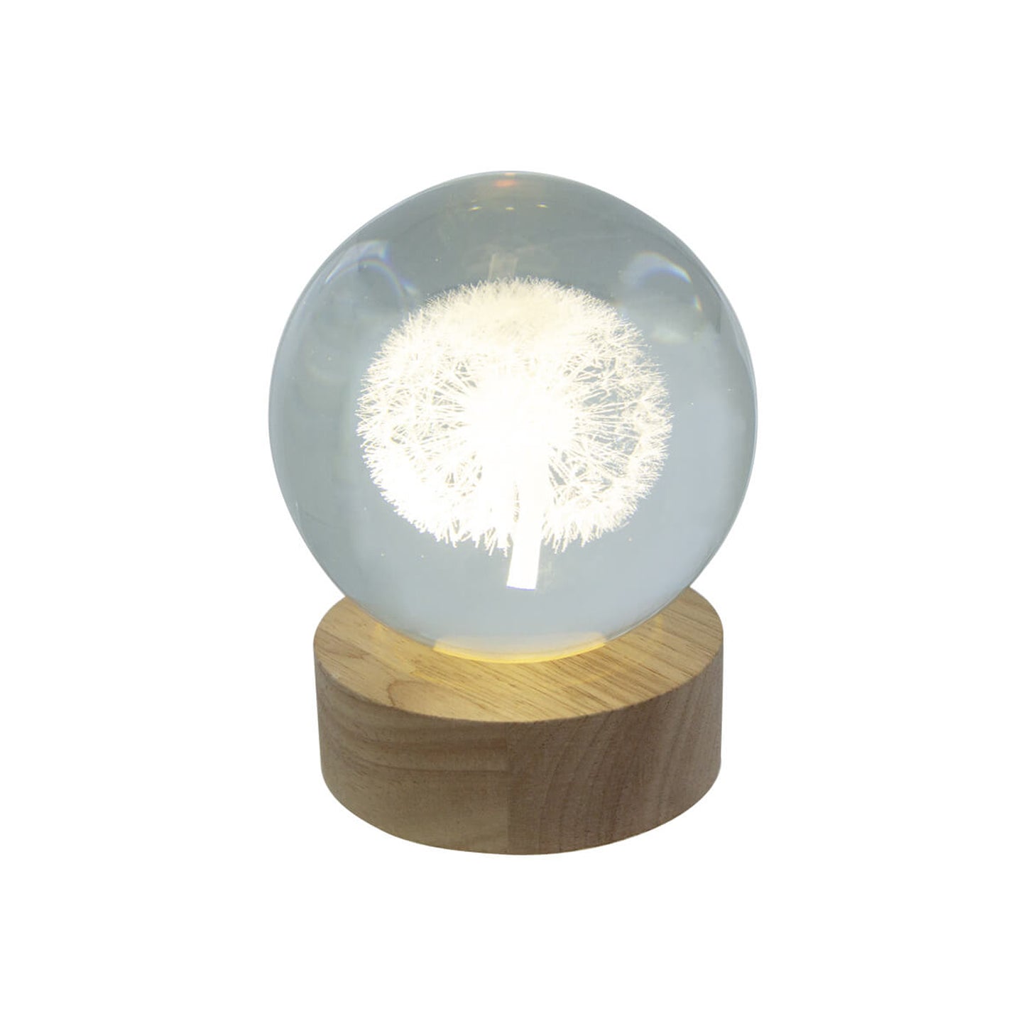 Urban Decor LED Dandelion Decor Light on Wooden Stand Clear