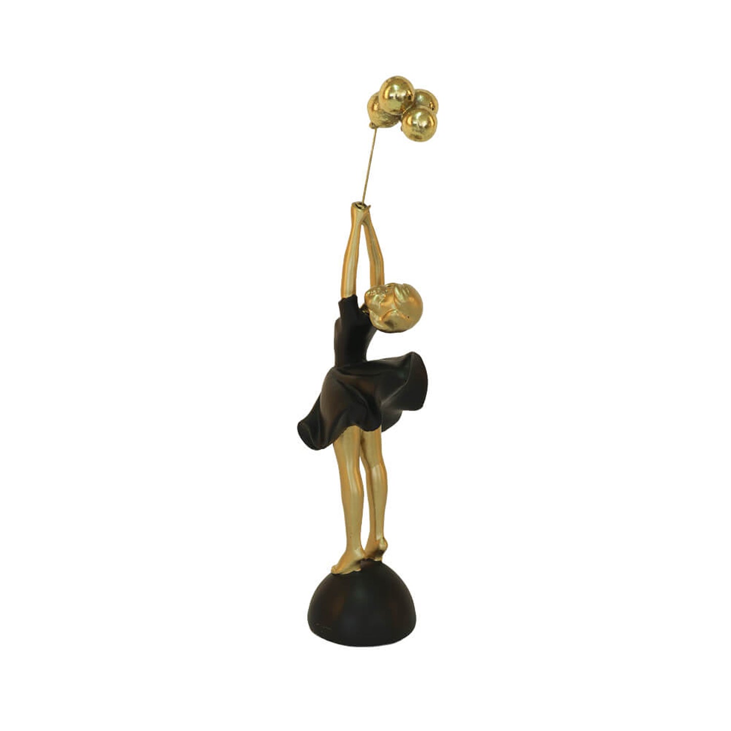 Urban Decor 28cm Girl Holding Balloons Ornament Black & Gold