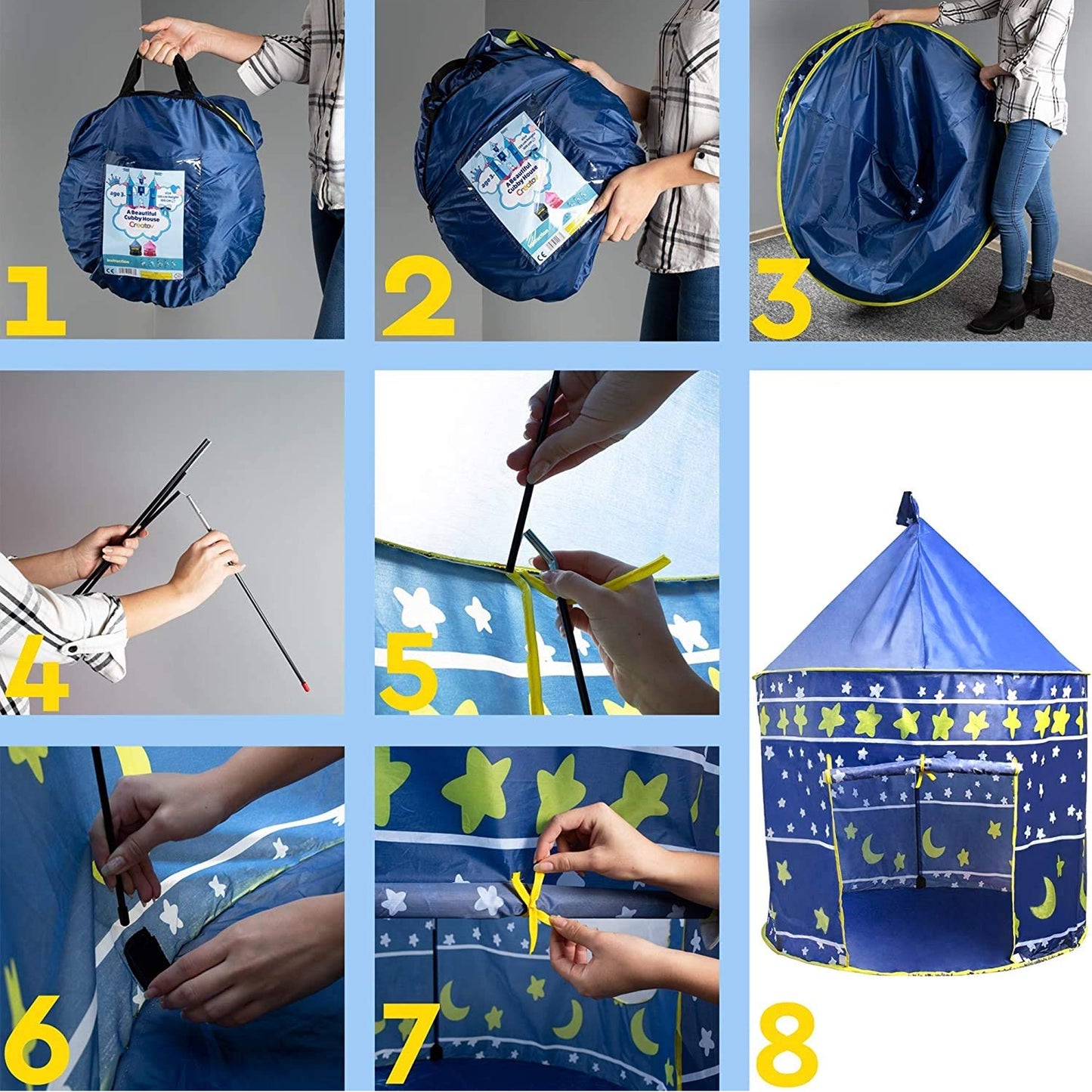 Portable Night Design Tent Blue