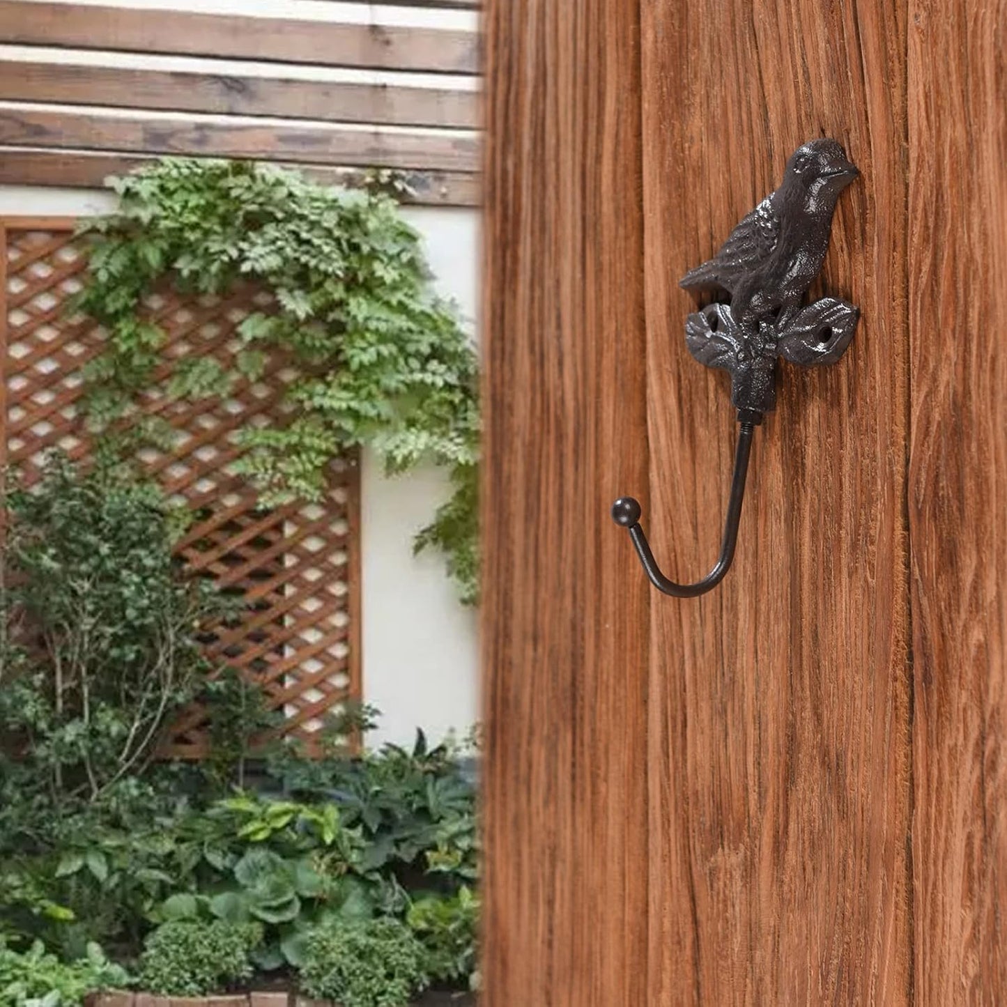 Urban Decor 17cm Bird on Leaf Single Hook Grey
