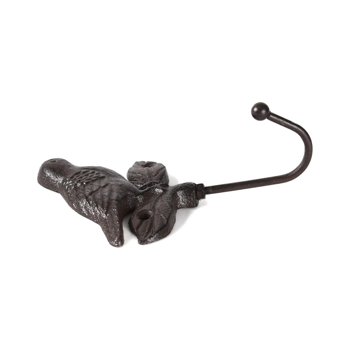 Urban Decor 17cm Bird on Leaf Single Hook Grey